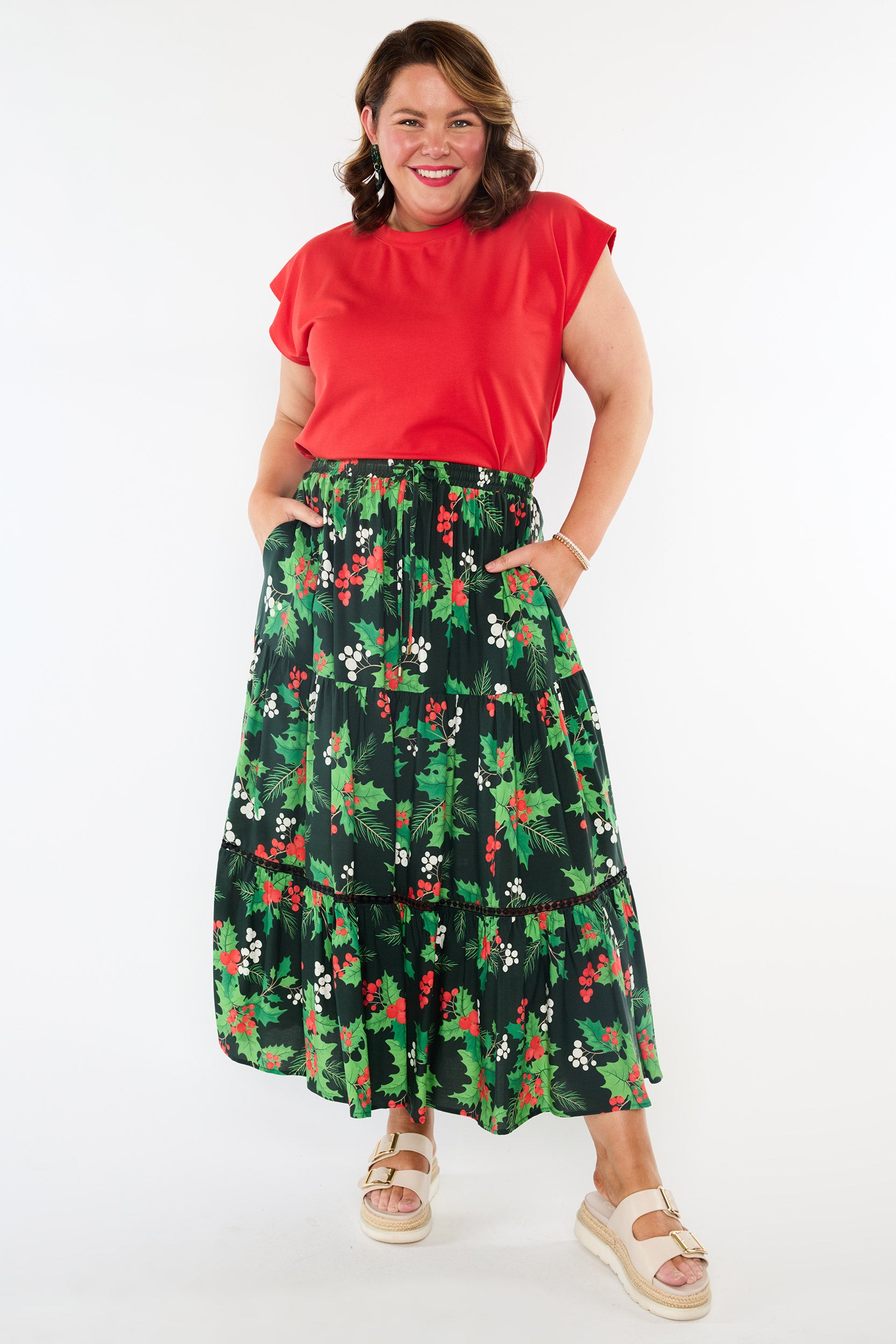 Alexandra Holly Christmas Skirt (Pre-Order)