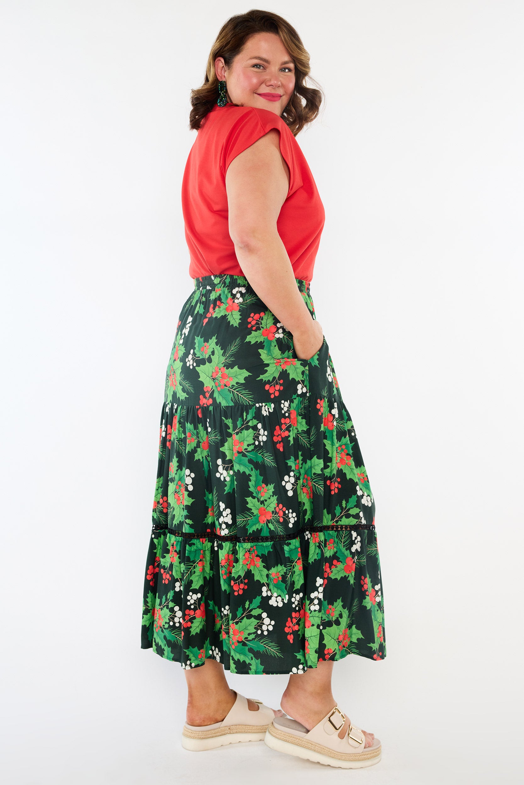 Alexandra Holly Christmas Skirt (Pre-Order)