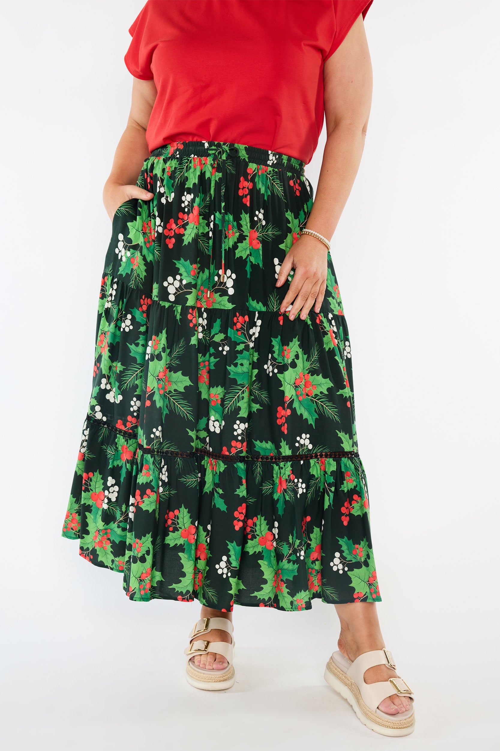 Alexandra Holly Christmas Skirt (Pre-Order)