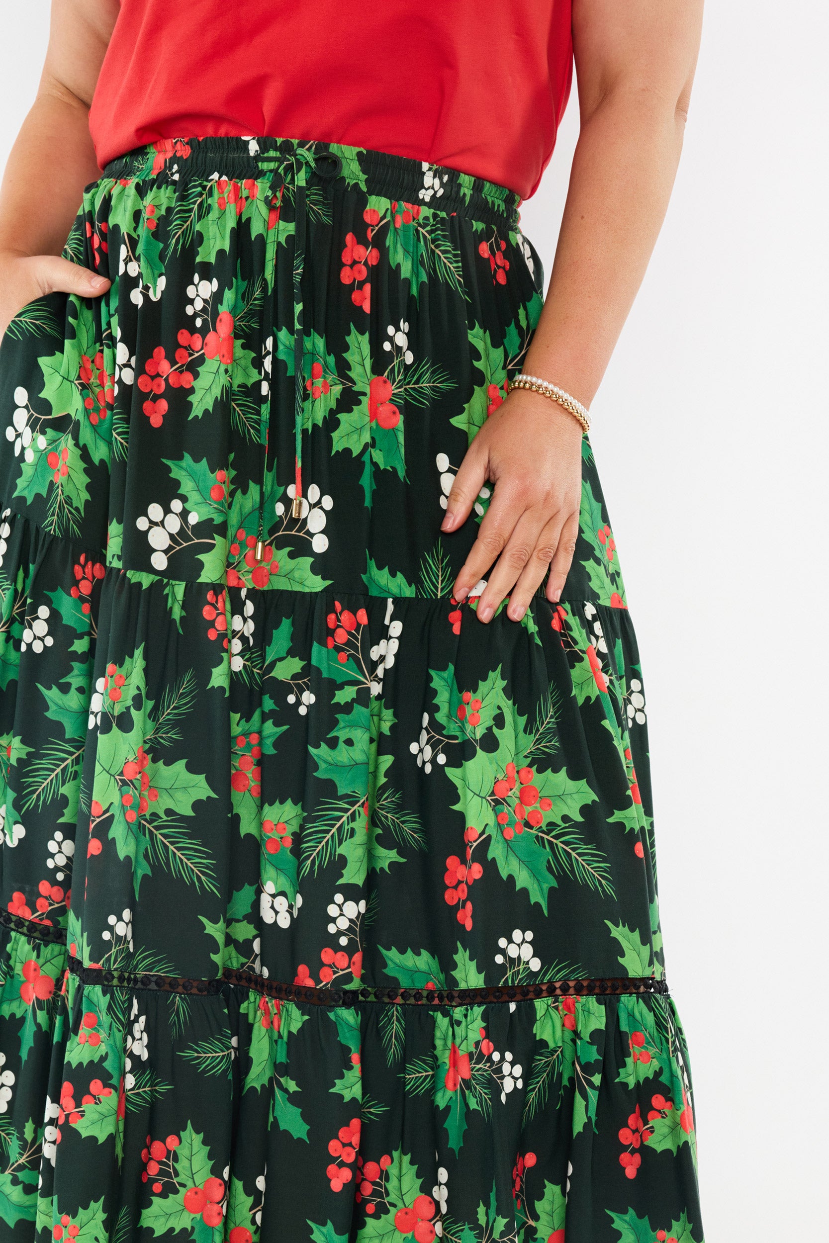Alexandra Holly Christmas Skirt (Pre-Order)