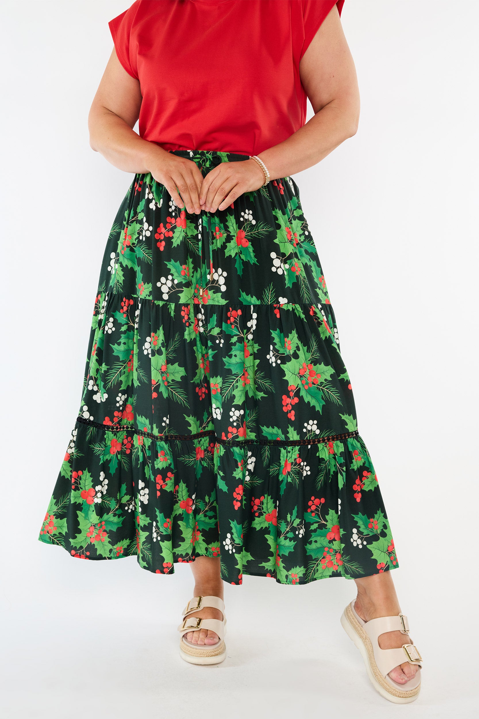 Alexandra Holly Christmas Skirt (Pre-Order)