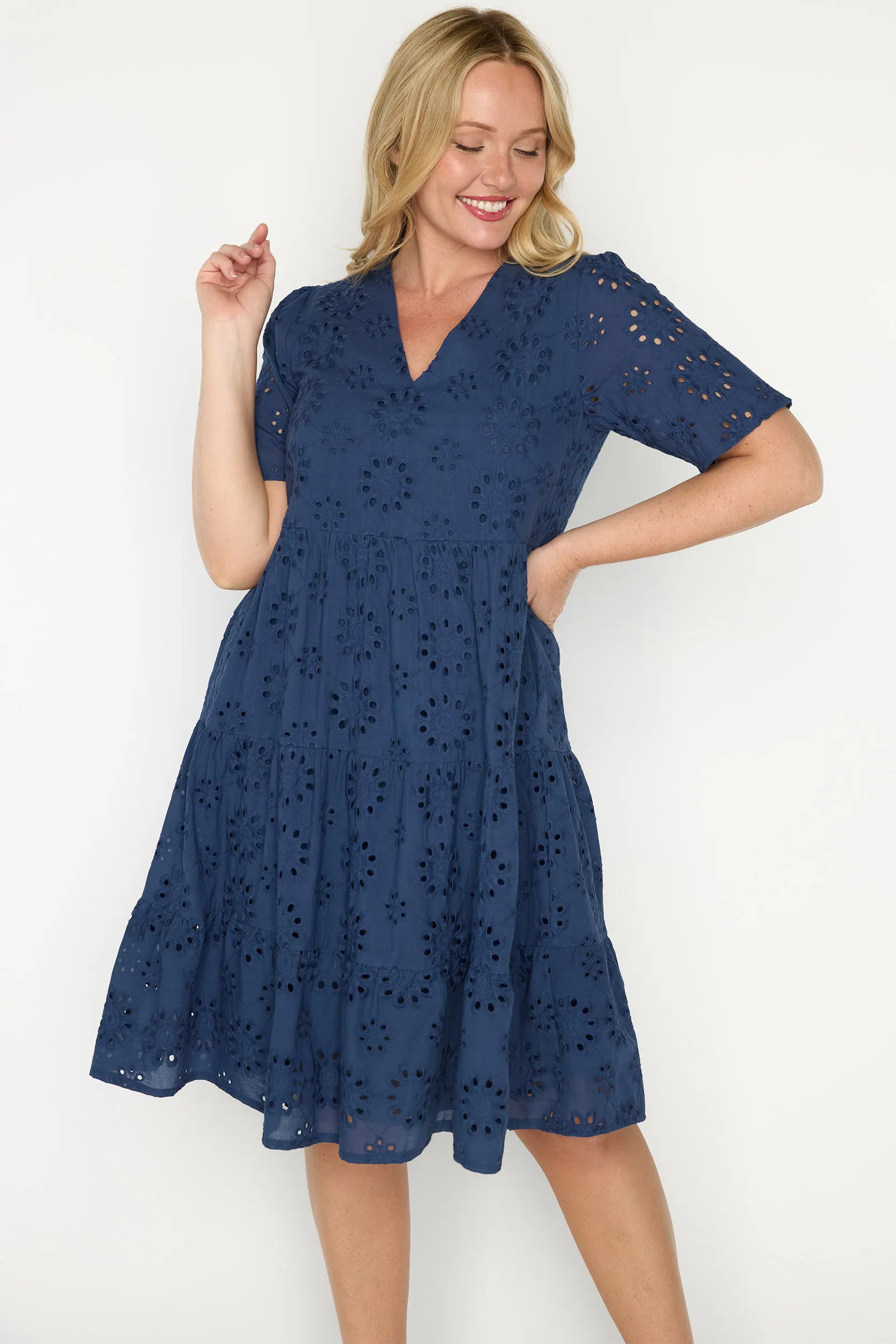 Jules Navy Dress – Navy knee length dress