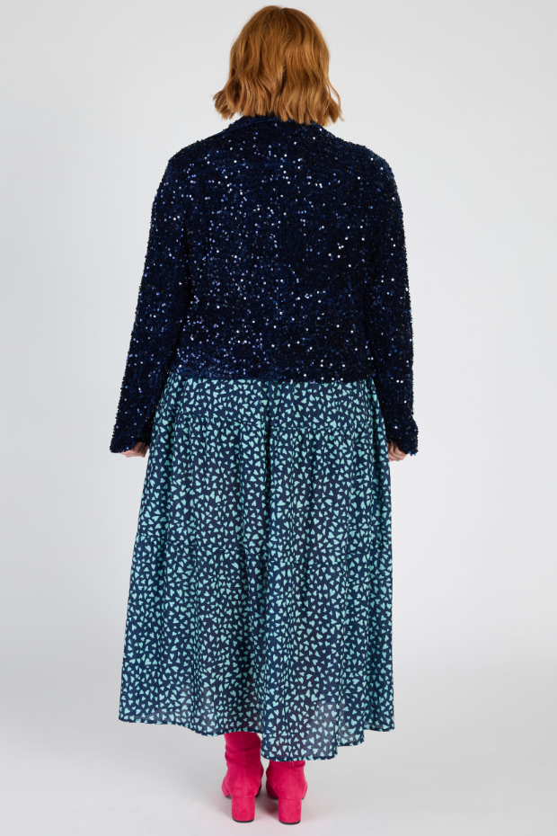 Kaitlin Navy Sequins Biker Jacket – Navy Sequins biker jacket