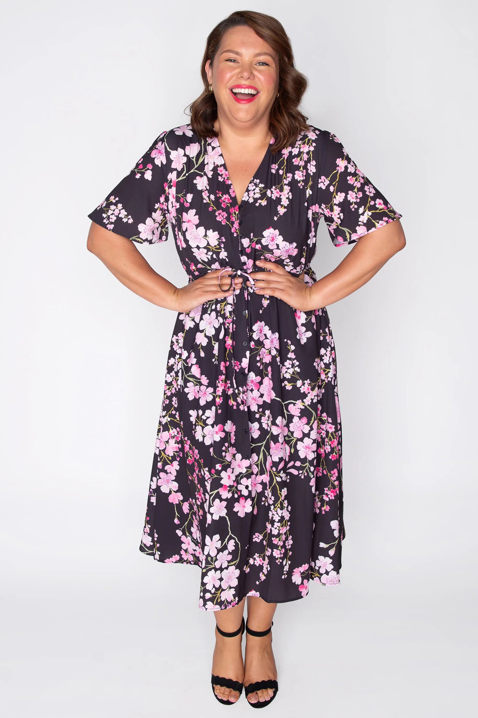 Marley Blackout Cherry Blossom Dress – Blackout Cherry Blossom midi dress