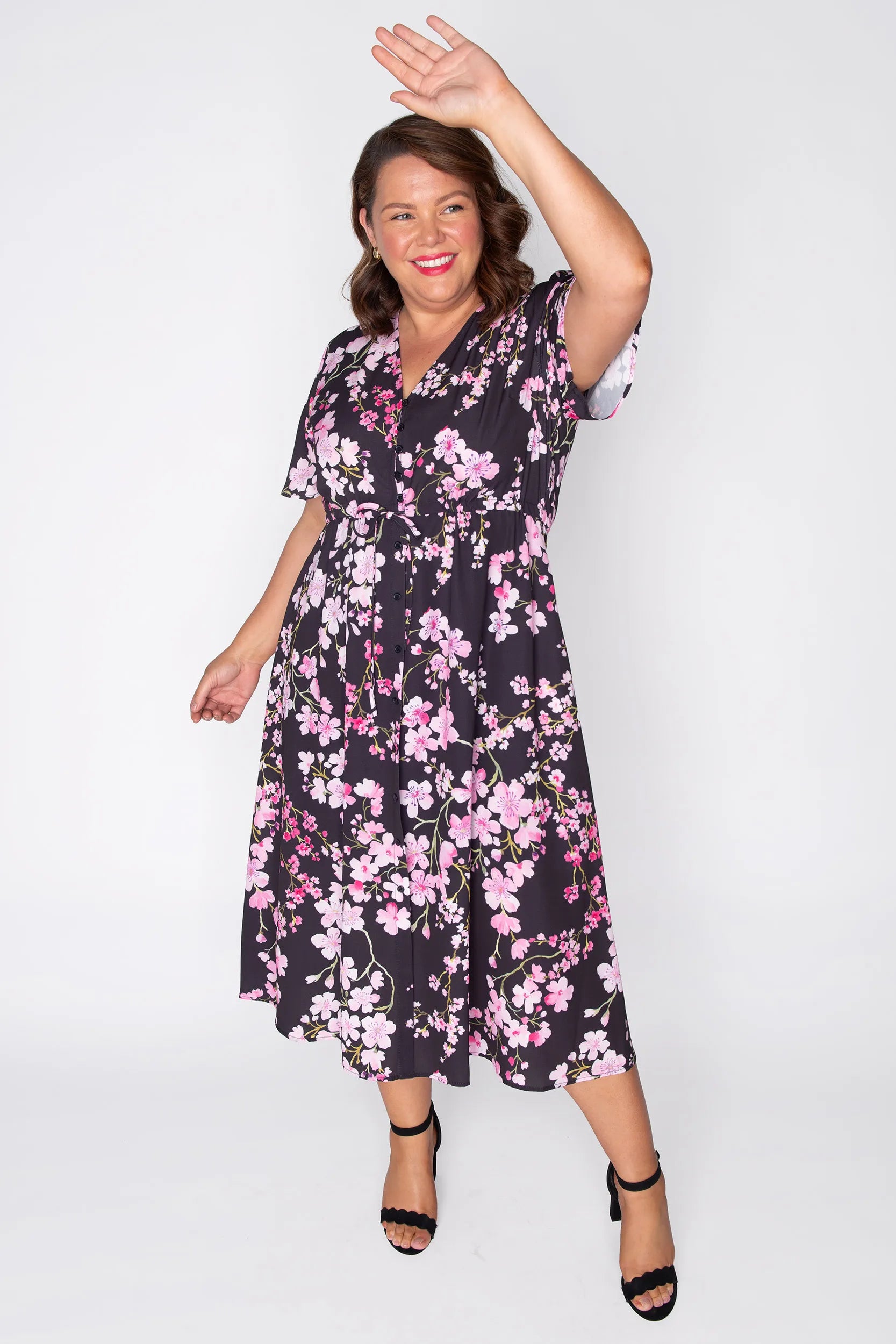 Marley Blackout Cherry Blossom Dress – Blackout Cherry Blossom midi dress