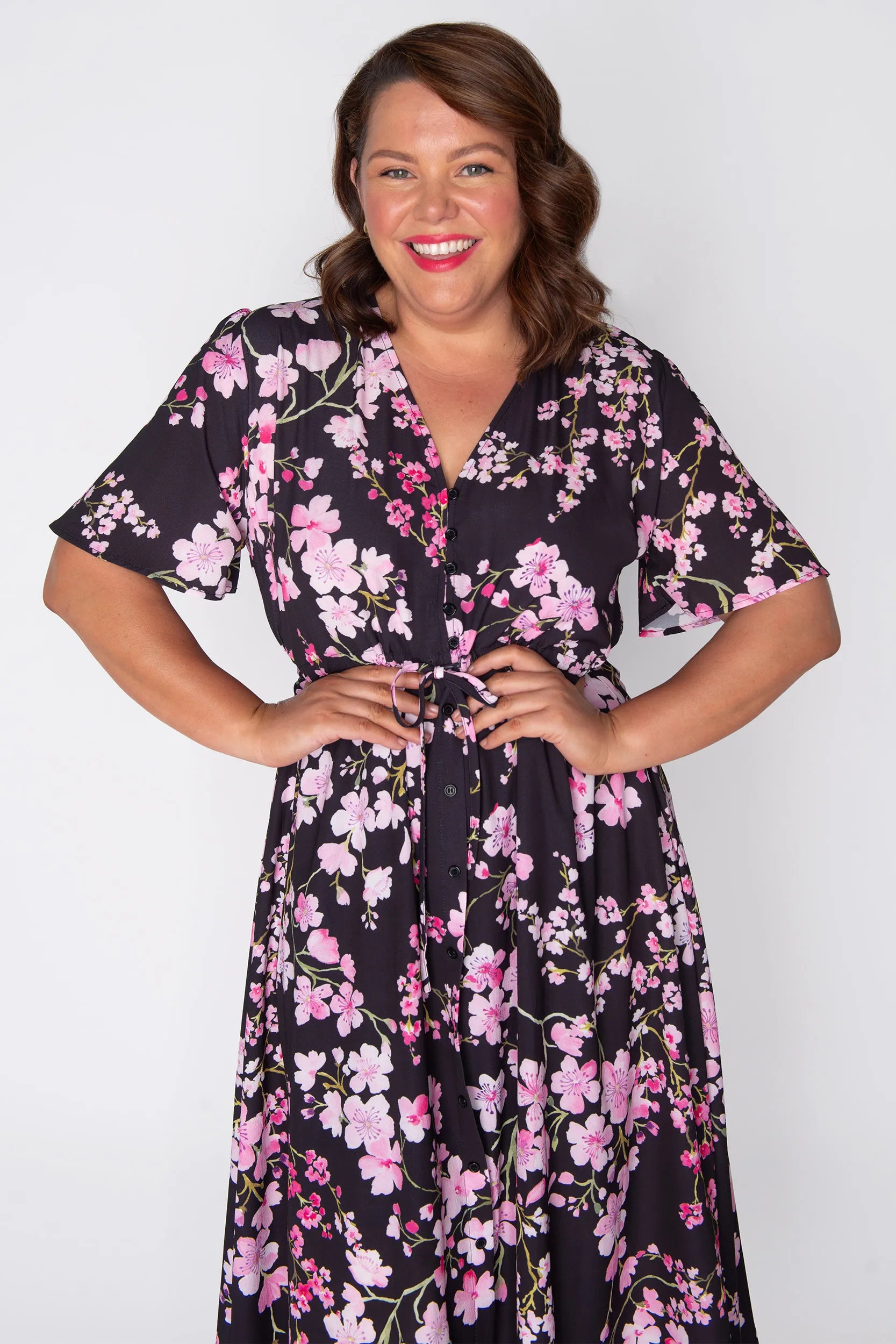 Marley Blackout Cherry Blossom Dress – Blackout Cherry Blossom midi dress