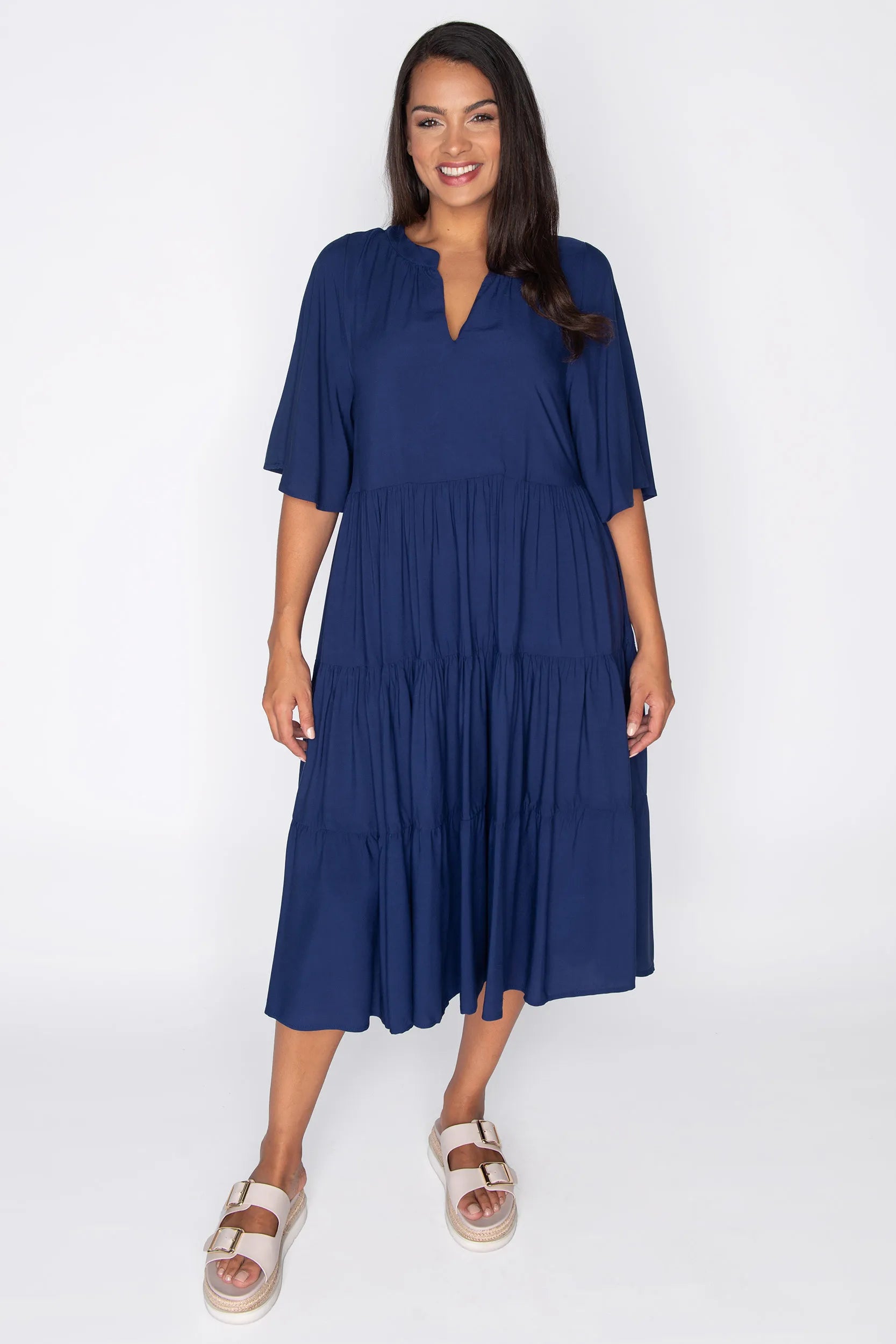 Chrissie Navy Dress – Navy midi dress