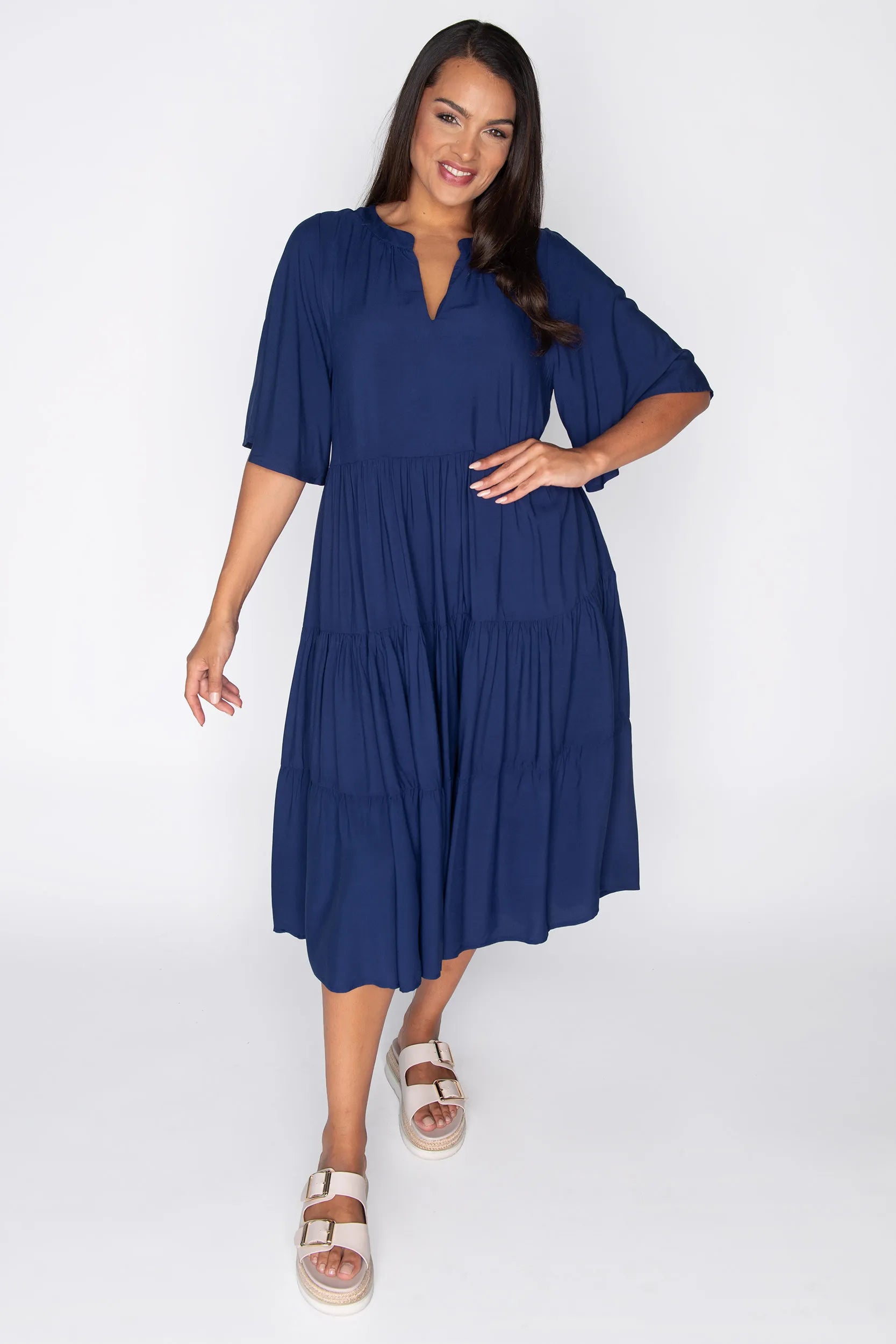 Chrissie Navy Dress – Navy midi dress
