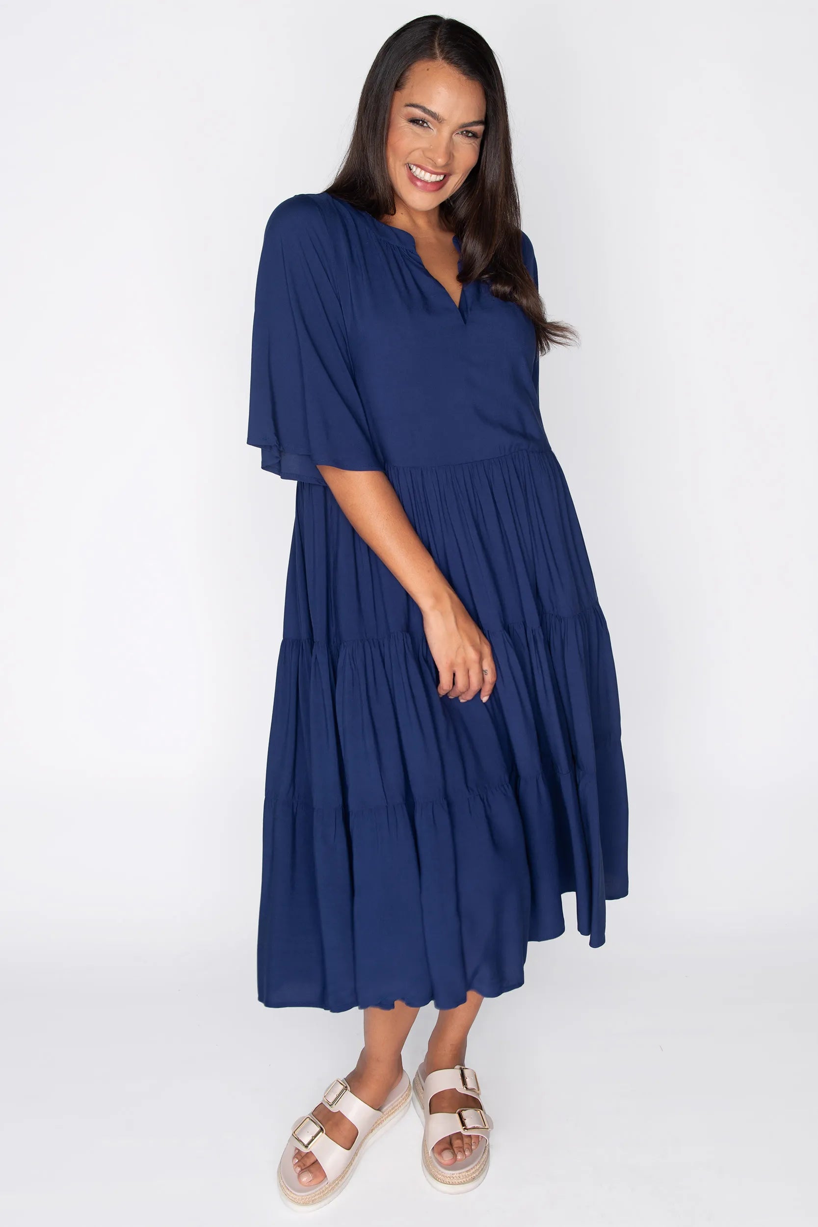 Chrissie Navy Dress – Navy midi dress