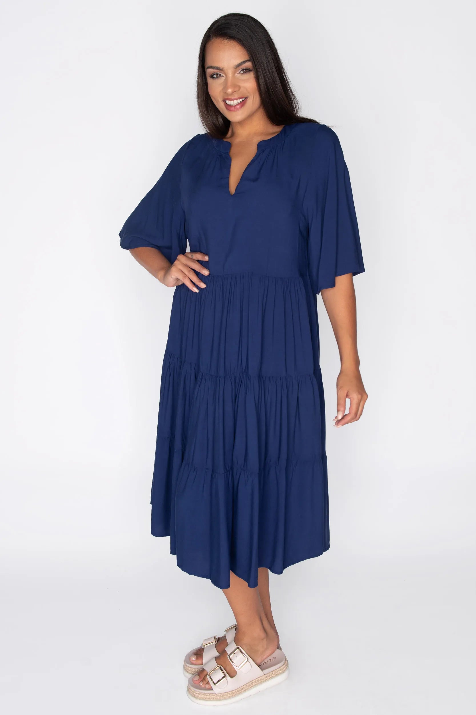 Chrissie Navy Dress – Navy midi dress
