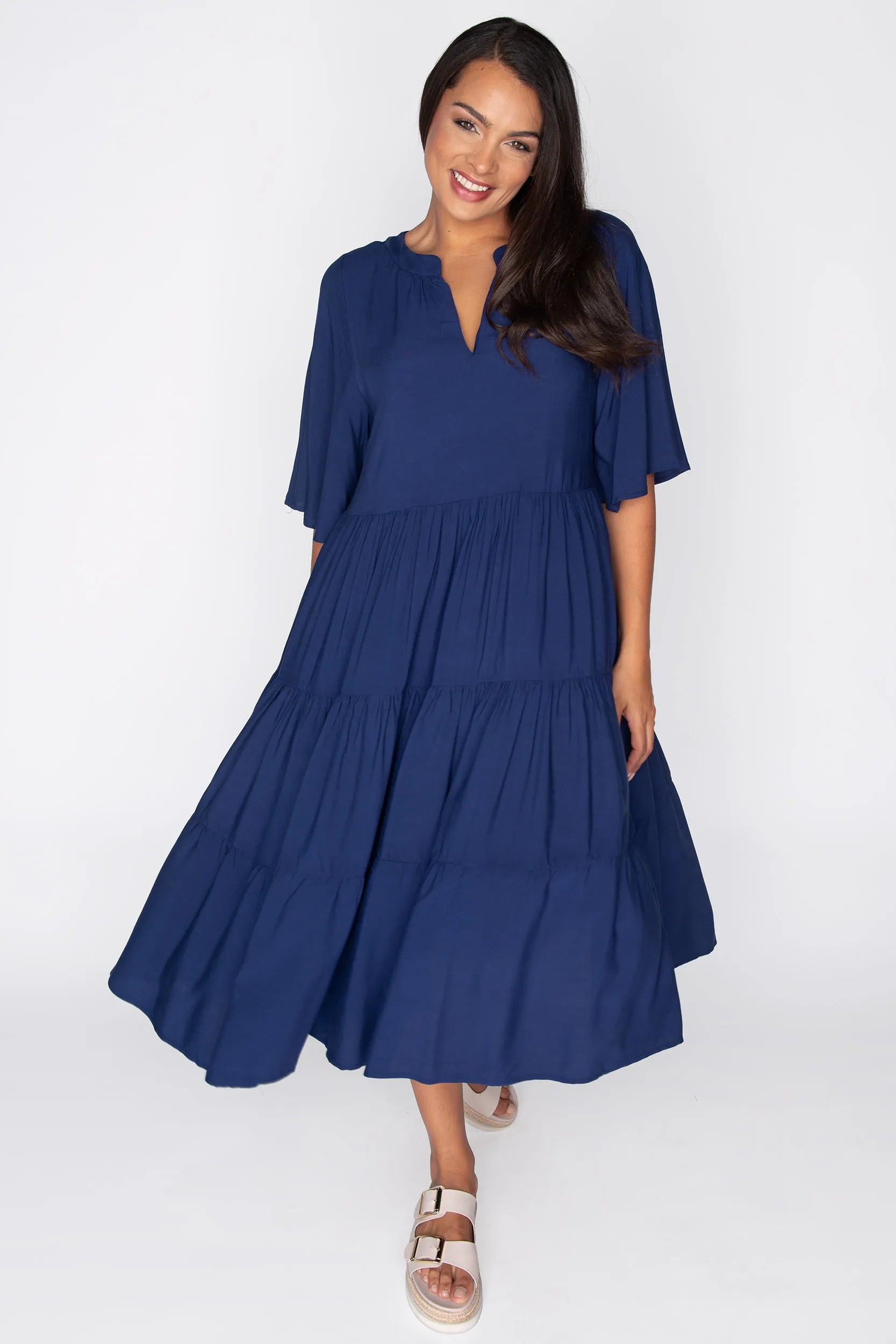 Chrissie Navy Dress – Navy midi dress