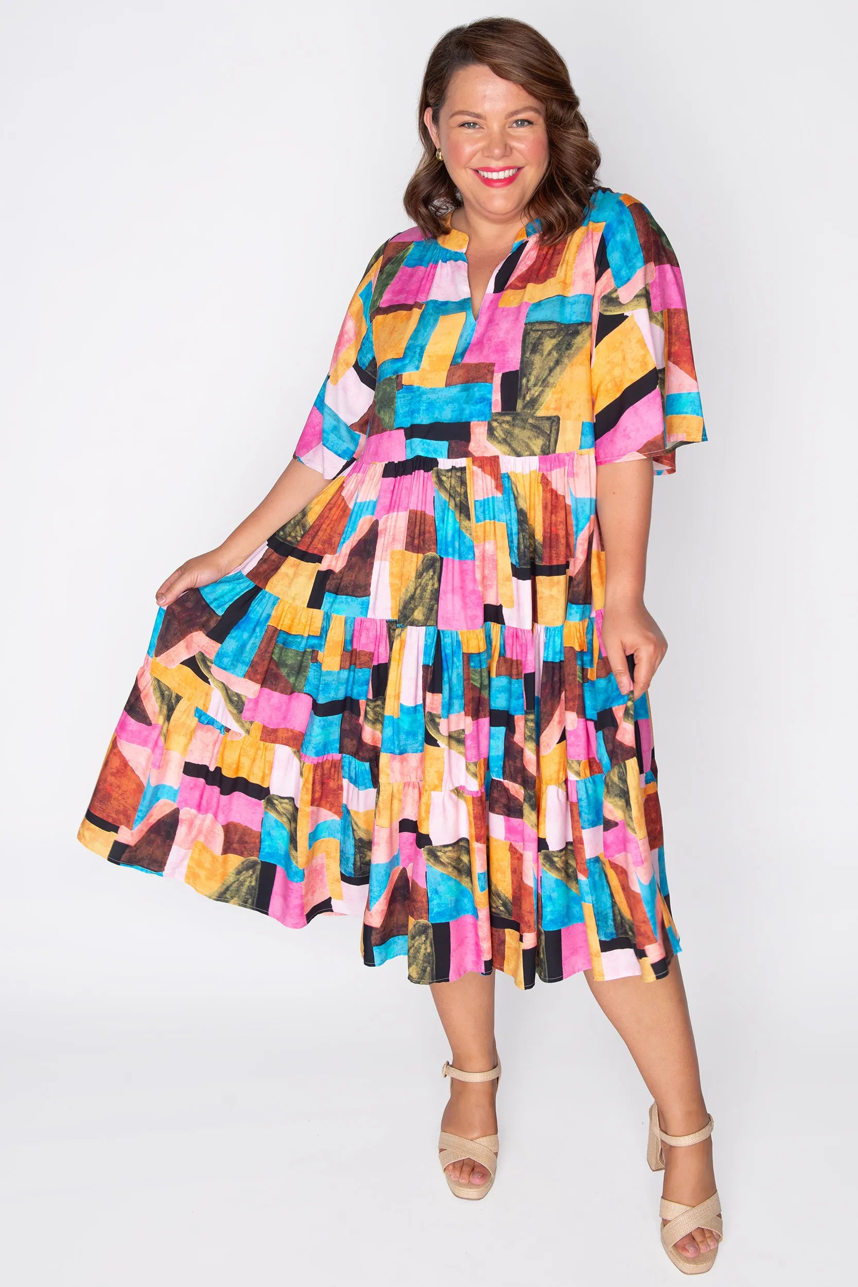 Chrissie Geo Pop Dress – Geo Pop midi dress