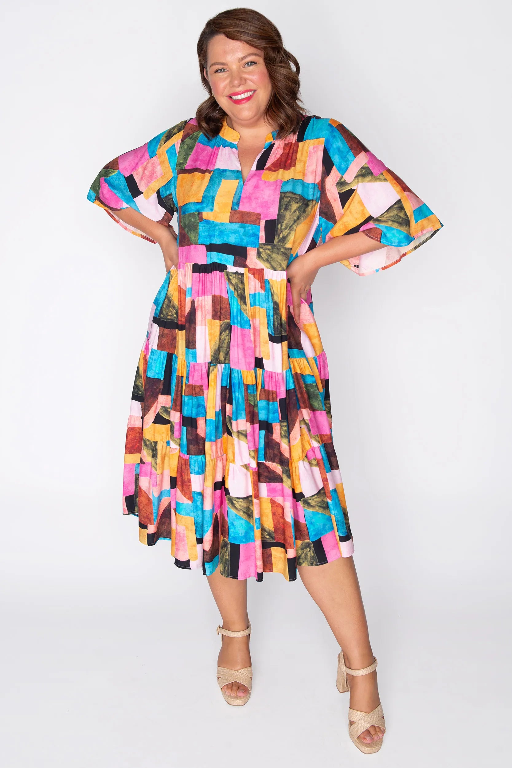 Chrissie Geo Pop Dress – Geo Pop midi dress