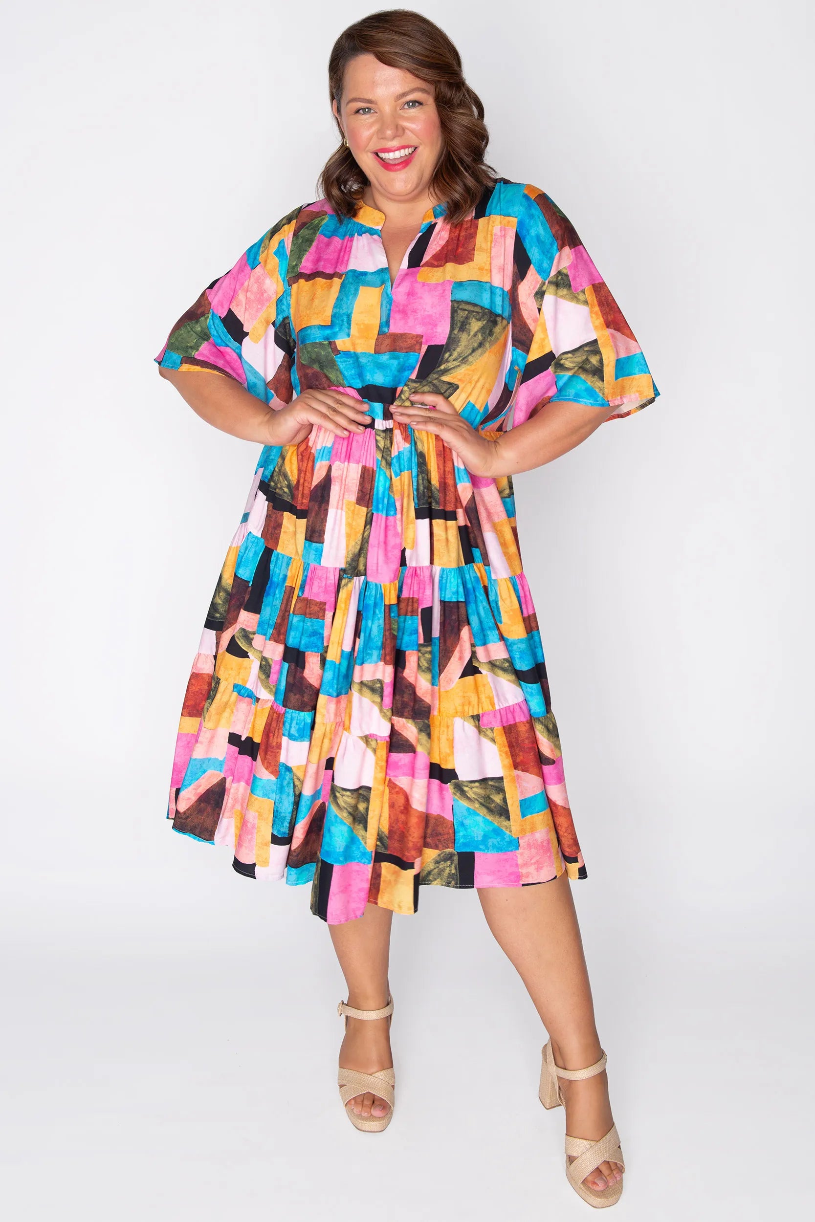 Chrissie Geo Pop Dress – Geo Pop midi dress