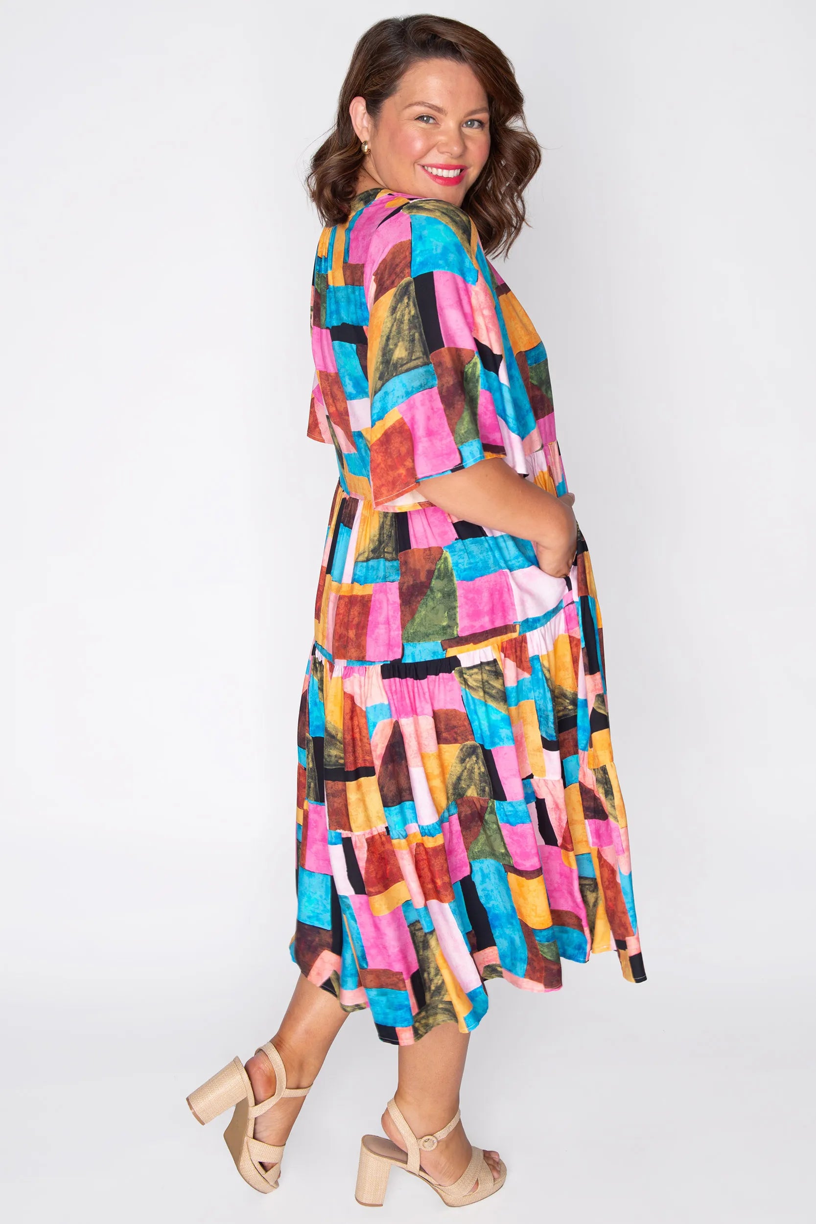 Chrissie Geo Pop Dress – Geo Pop midi dress