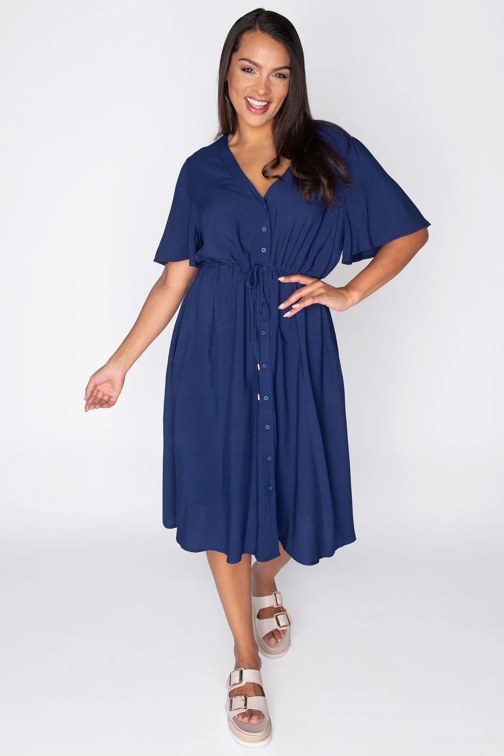 Jaz Navy Dress – Navy knee length dress