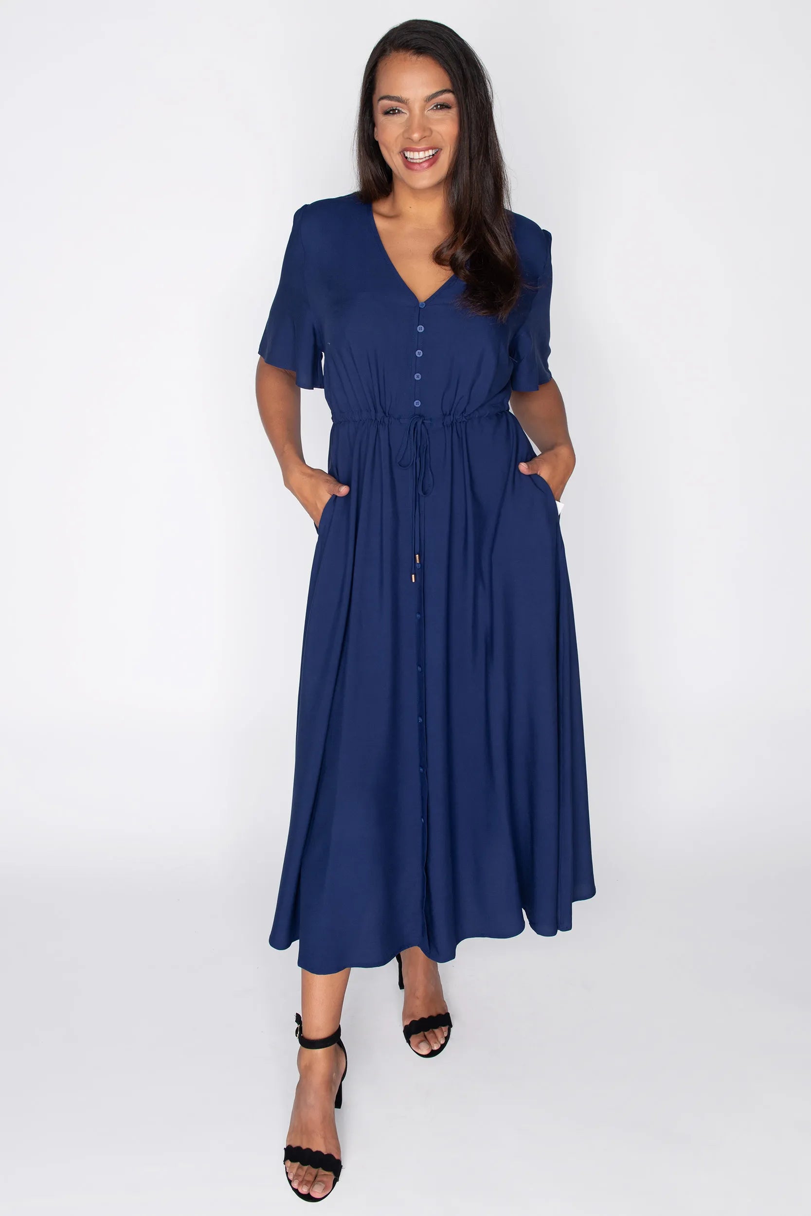 Michelle Navy Dress – Navy midi dress