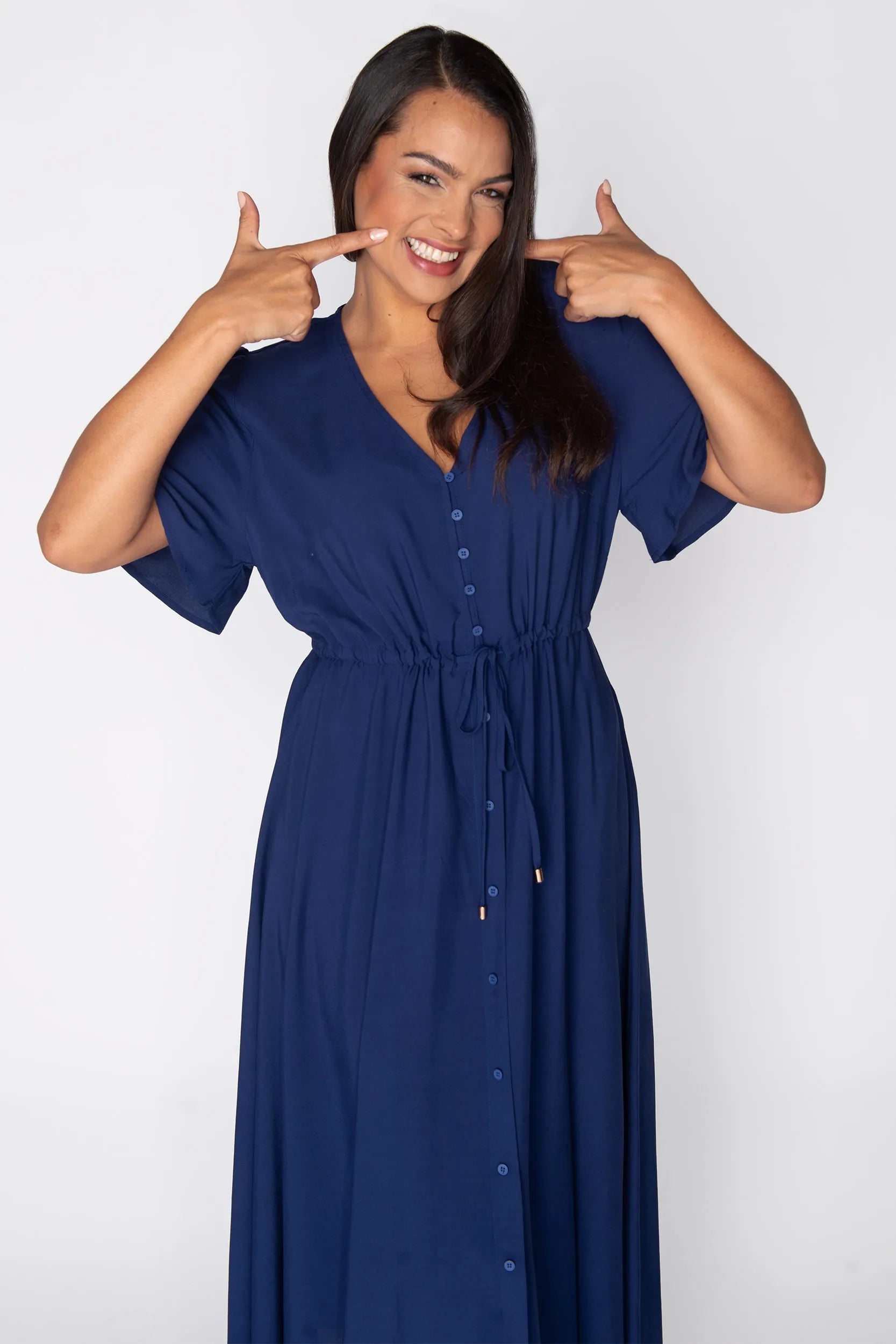 Michelle Navy Dress – Navy midi dress