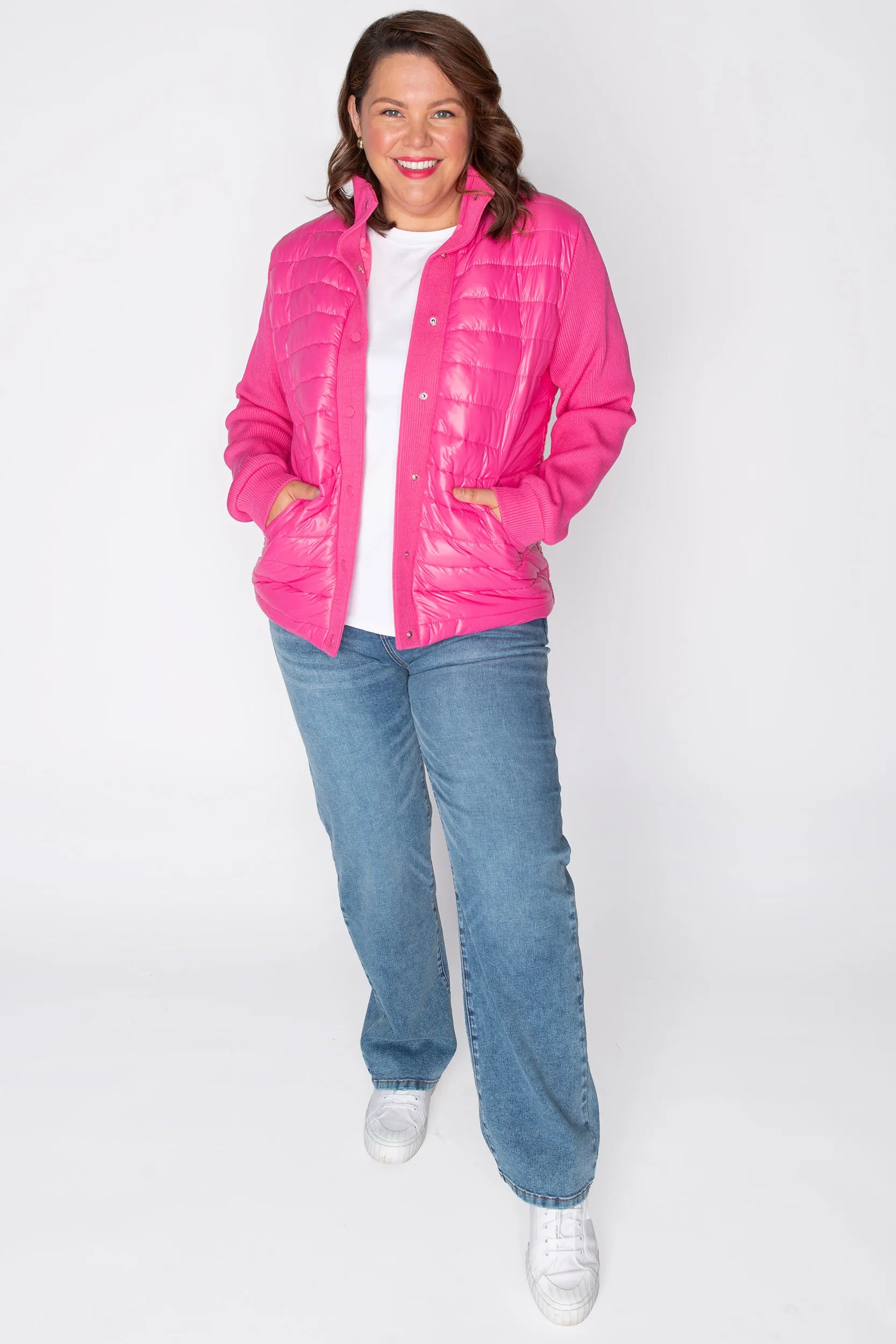 Pete Pink Puffer Jacket – Pink denim jacket