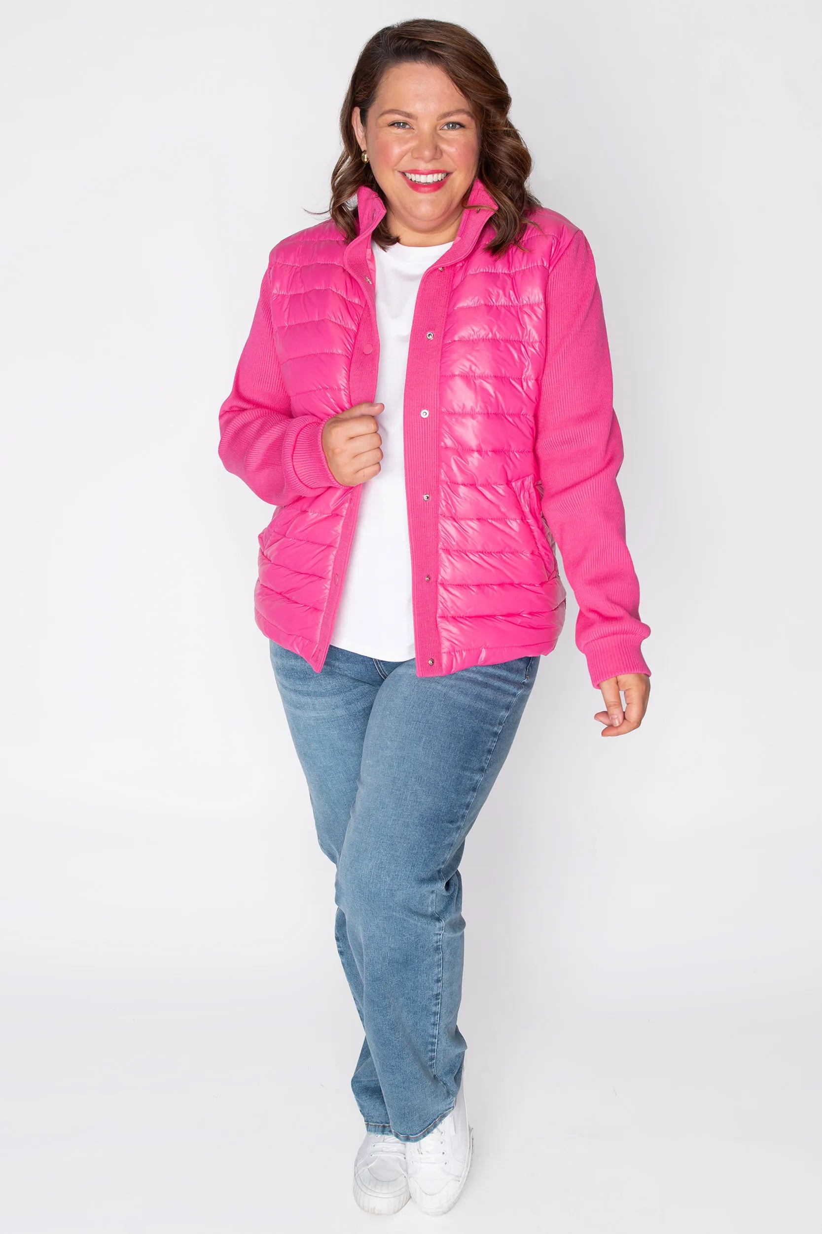 Pete Pink Puffer Jacket – Pink denim jacket