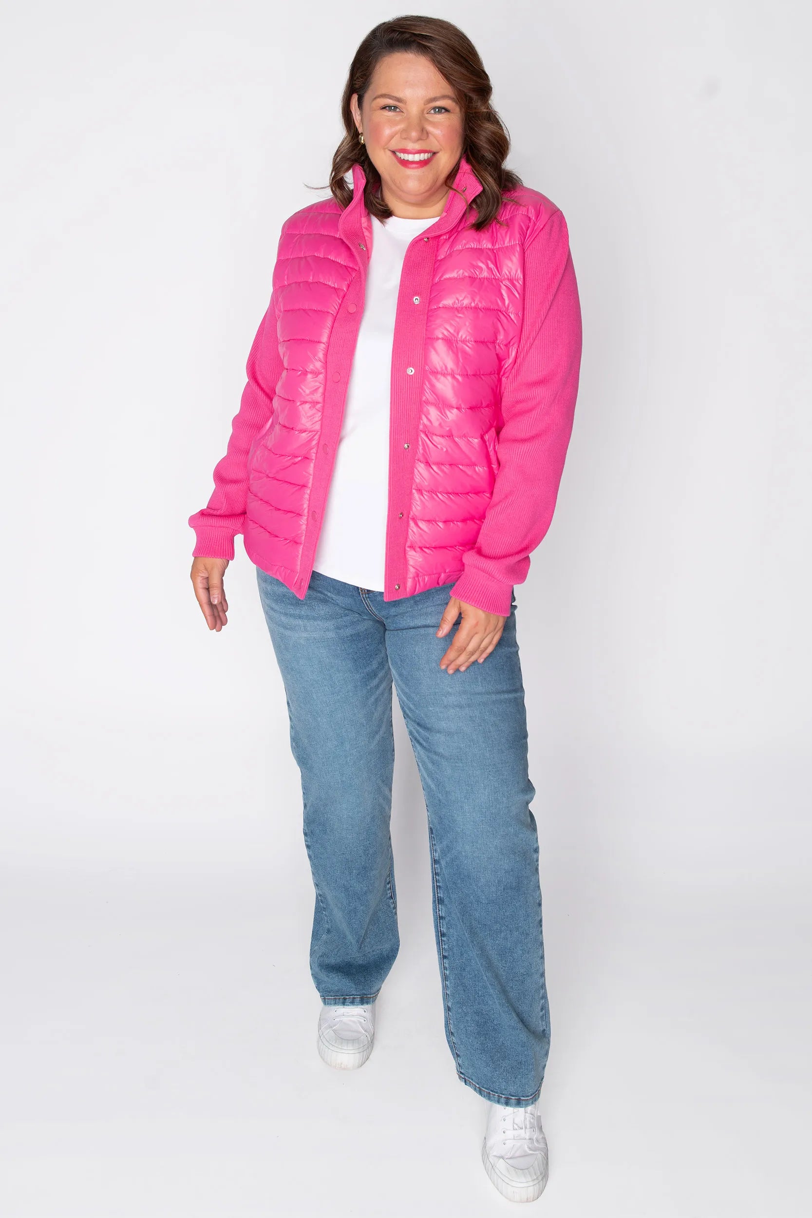 Pete Pink Puffer Jacket – Pink denim jacket