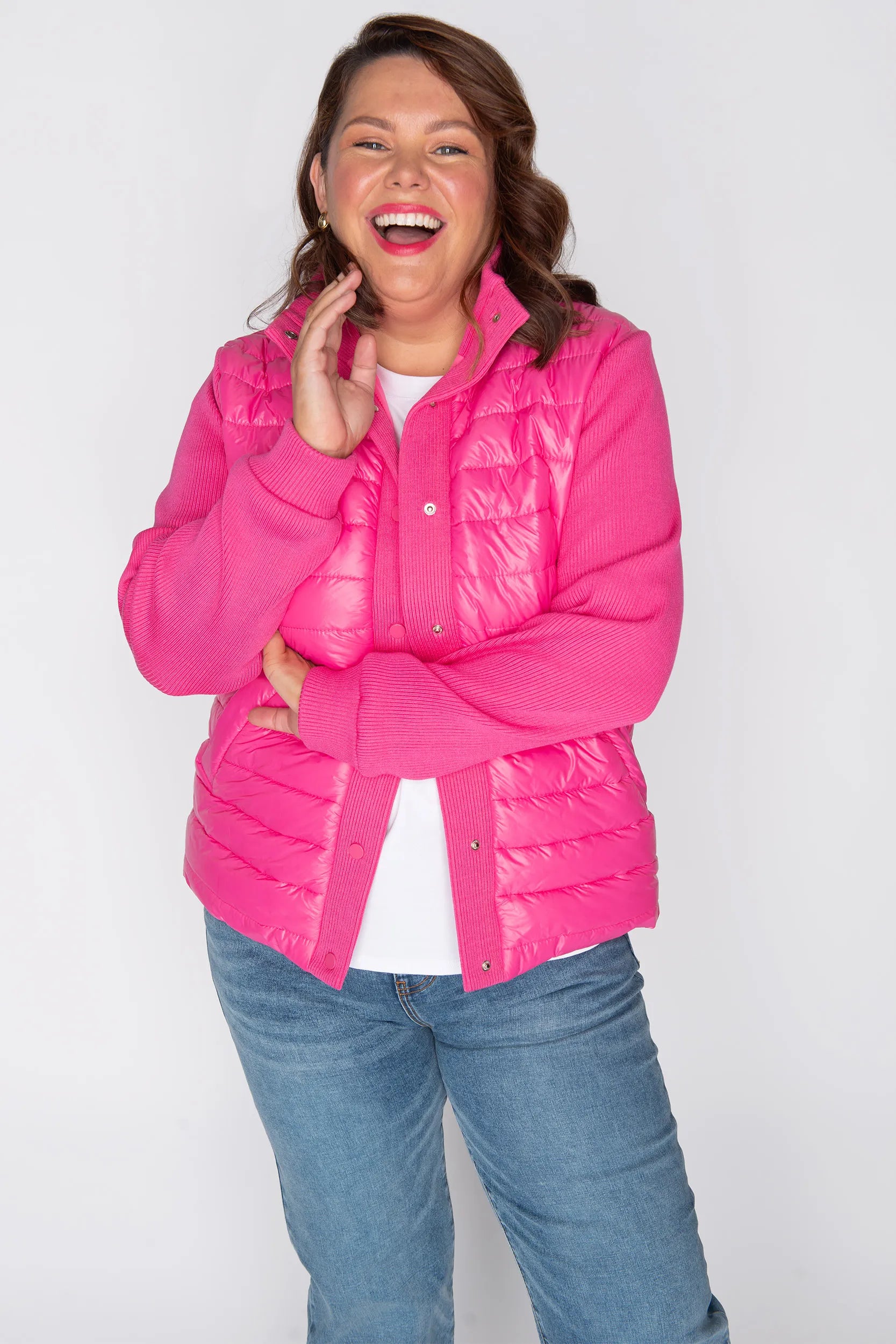 Pete Pink Puffer Jacket – Pink denim jacket