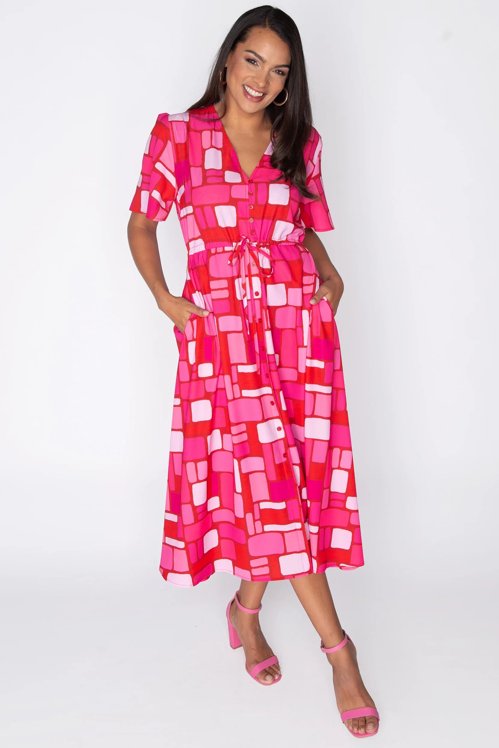 Marley Pink Kendall Lane Dress – Pink Kendall Lane midi dress