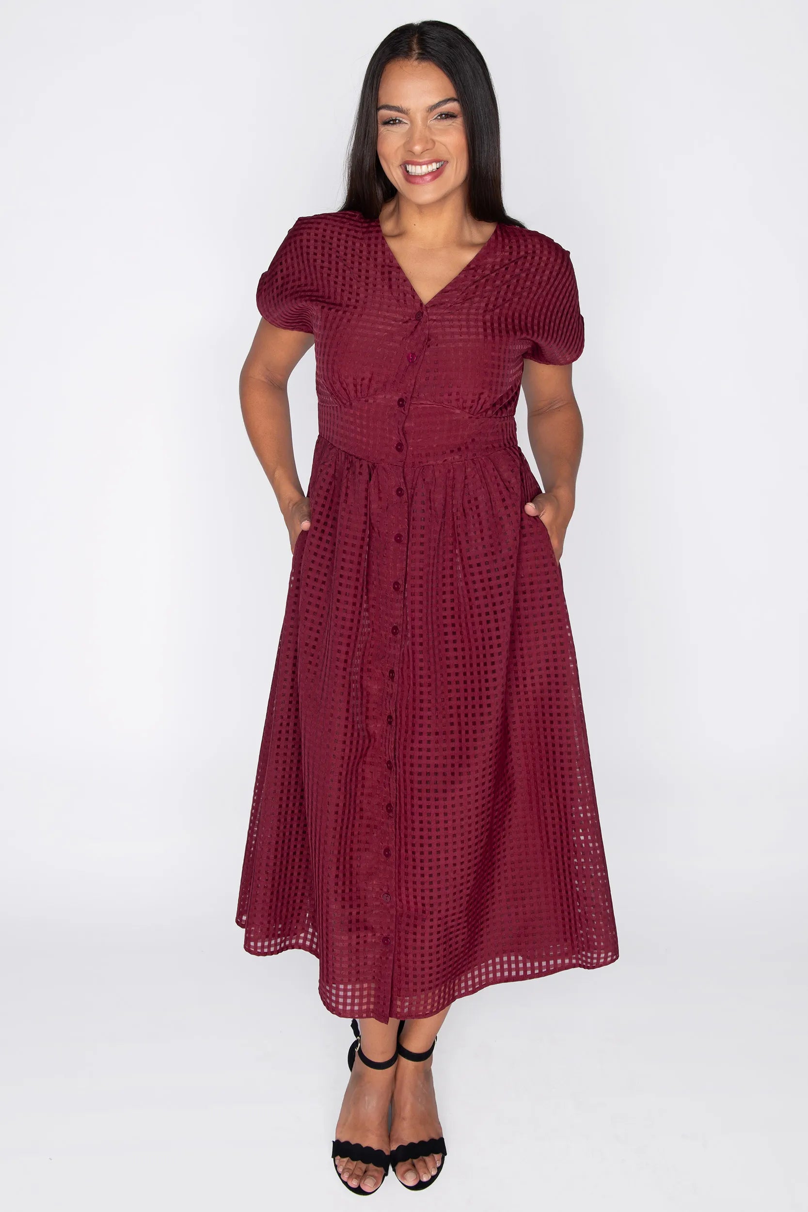 Ryder Burgundy Dress – Burgundy midi dress