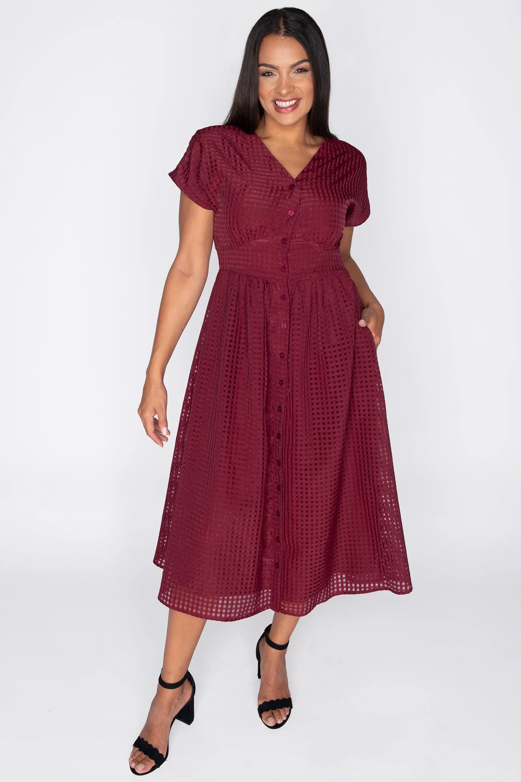 Ryder Burgundy Dress – Burgundy midi dress