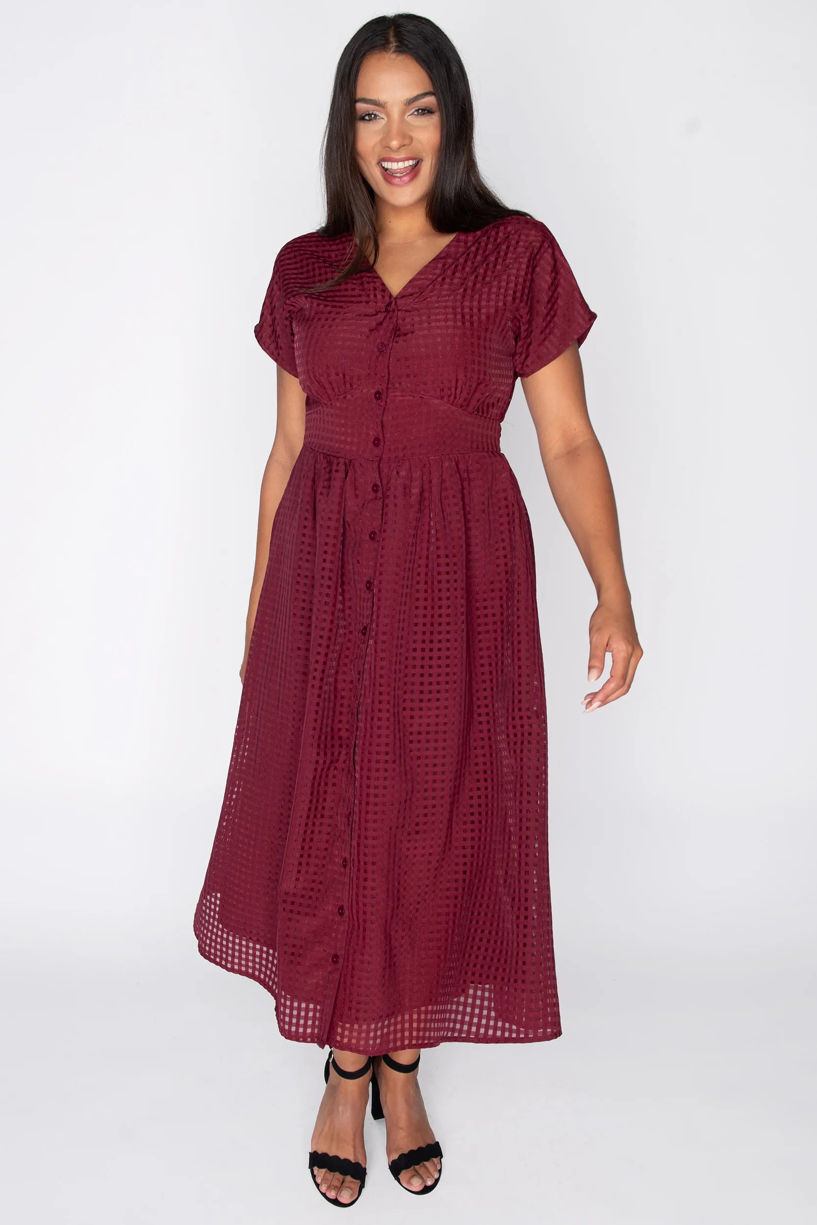Ryder Burgundy Dress – Burgundy midi dress
