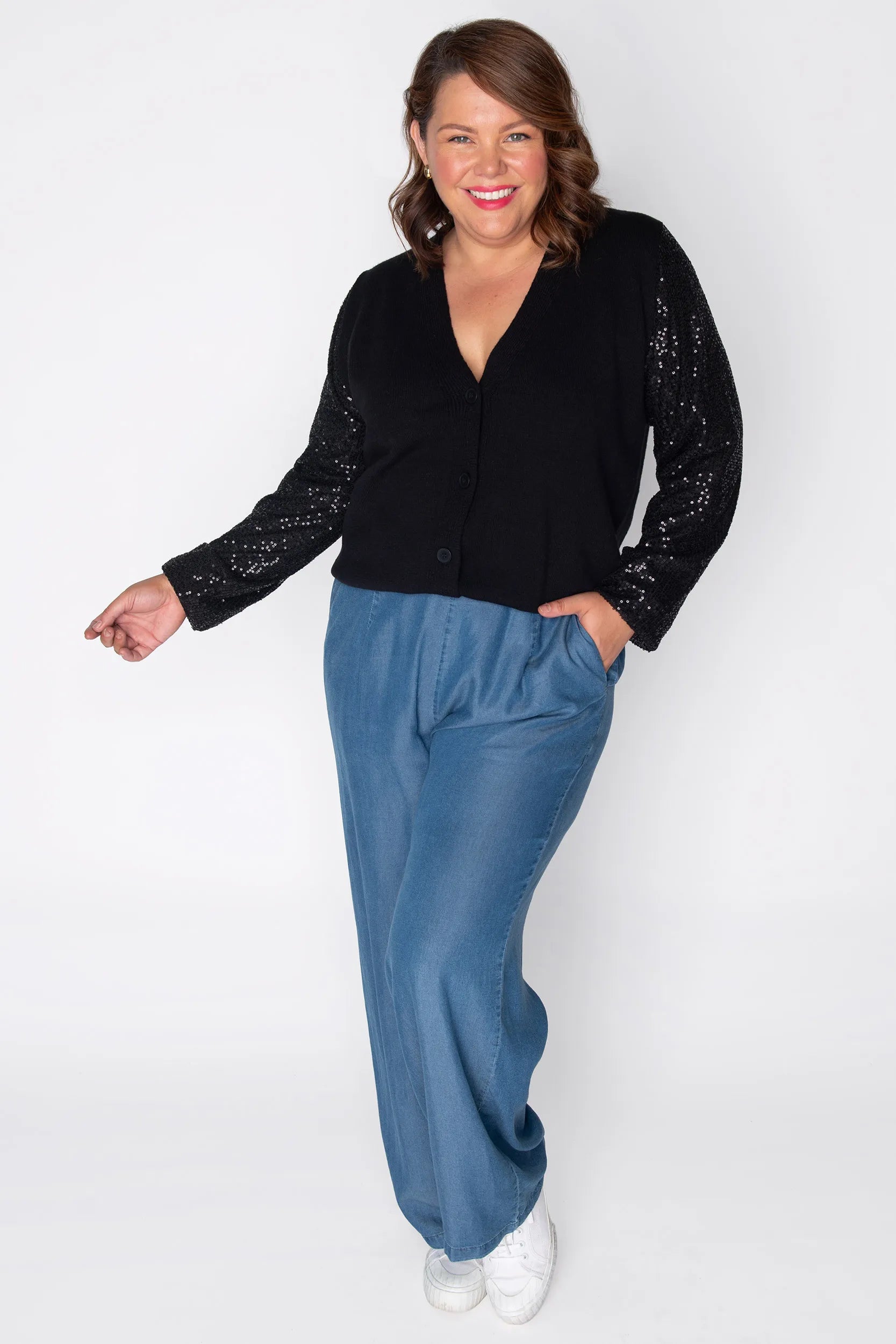 Sloane Black Cardi – Black knit jumper