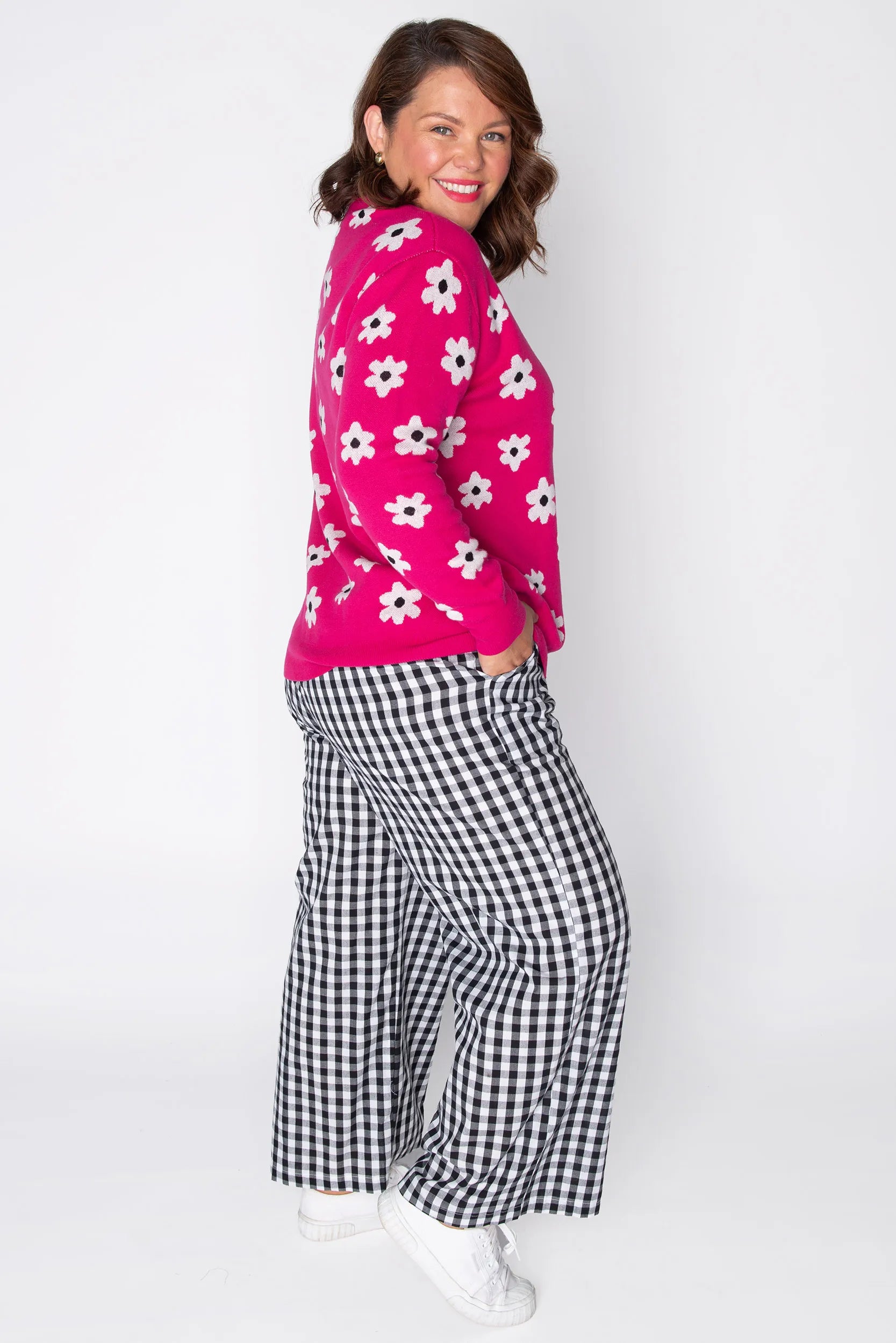 Tegan Pink Flower Knit – Pink Flower knit jumper