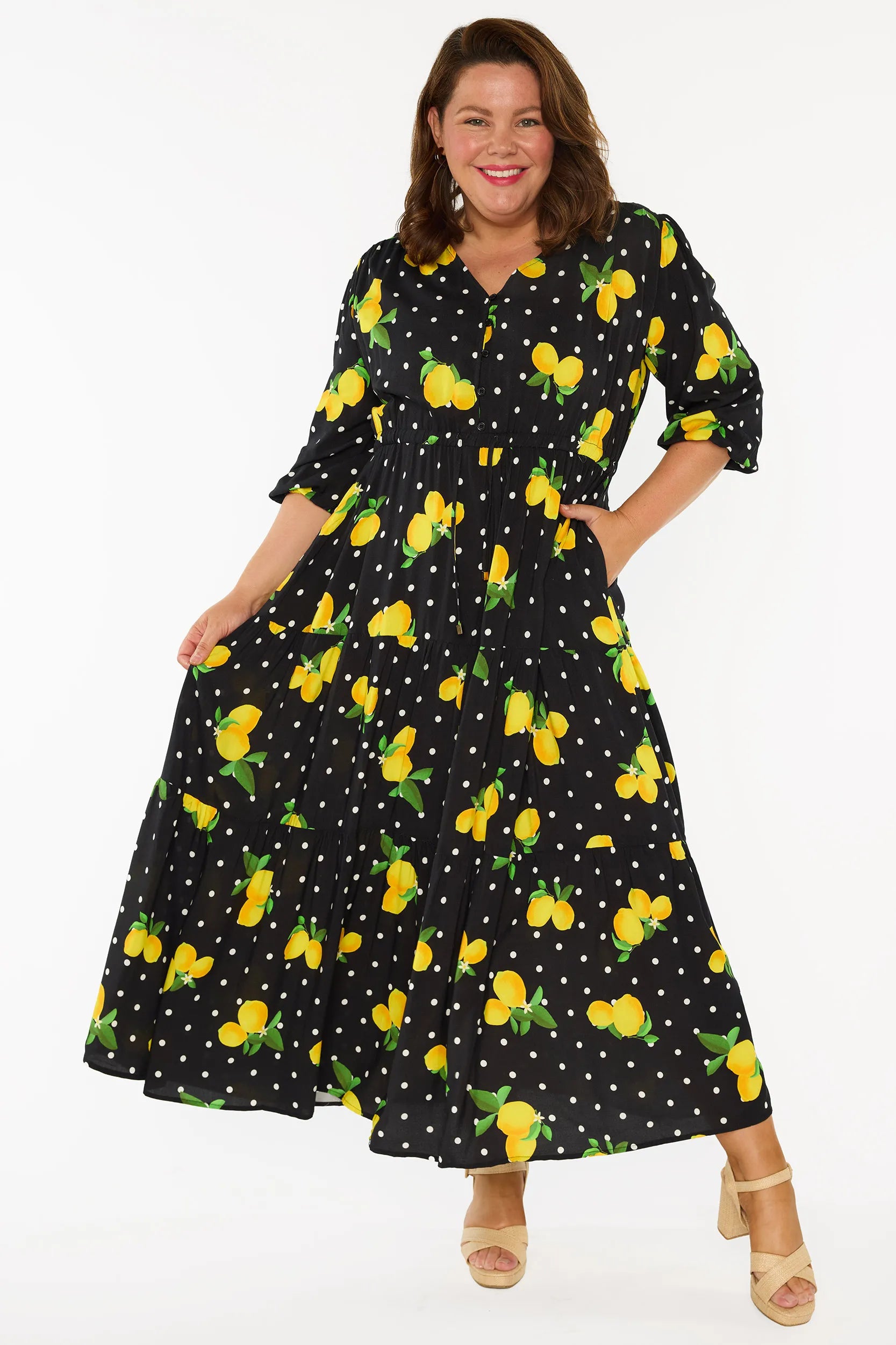Adeline Lemon Spot Dress