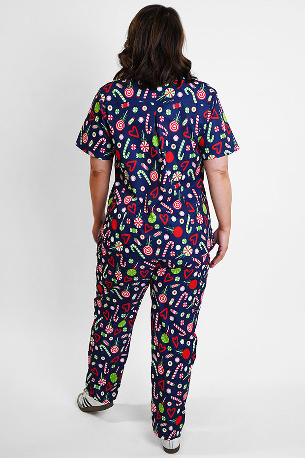 Meredith Candy Crush Christmas Scrub Top – Candy Crush Christmas top