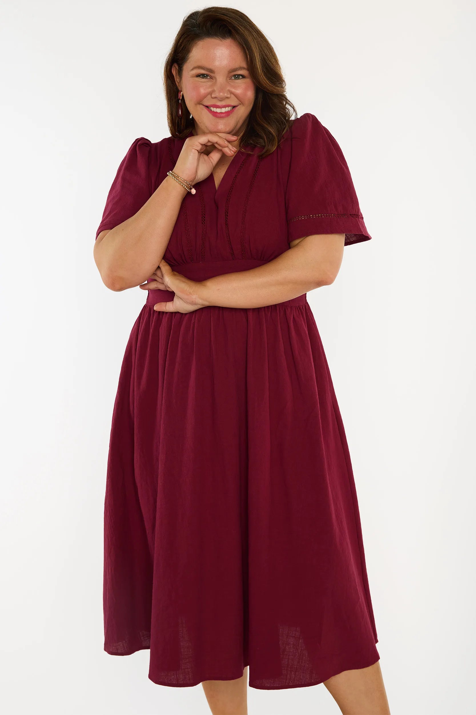 Martina Burgundy Dress