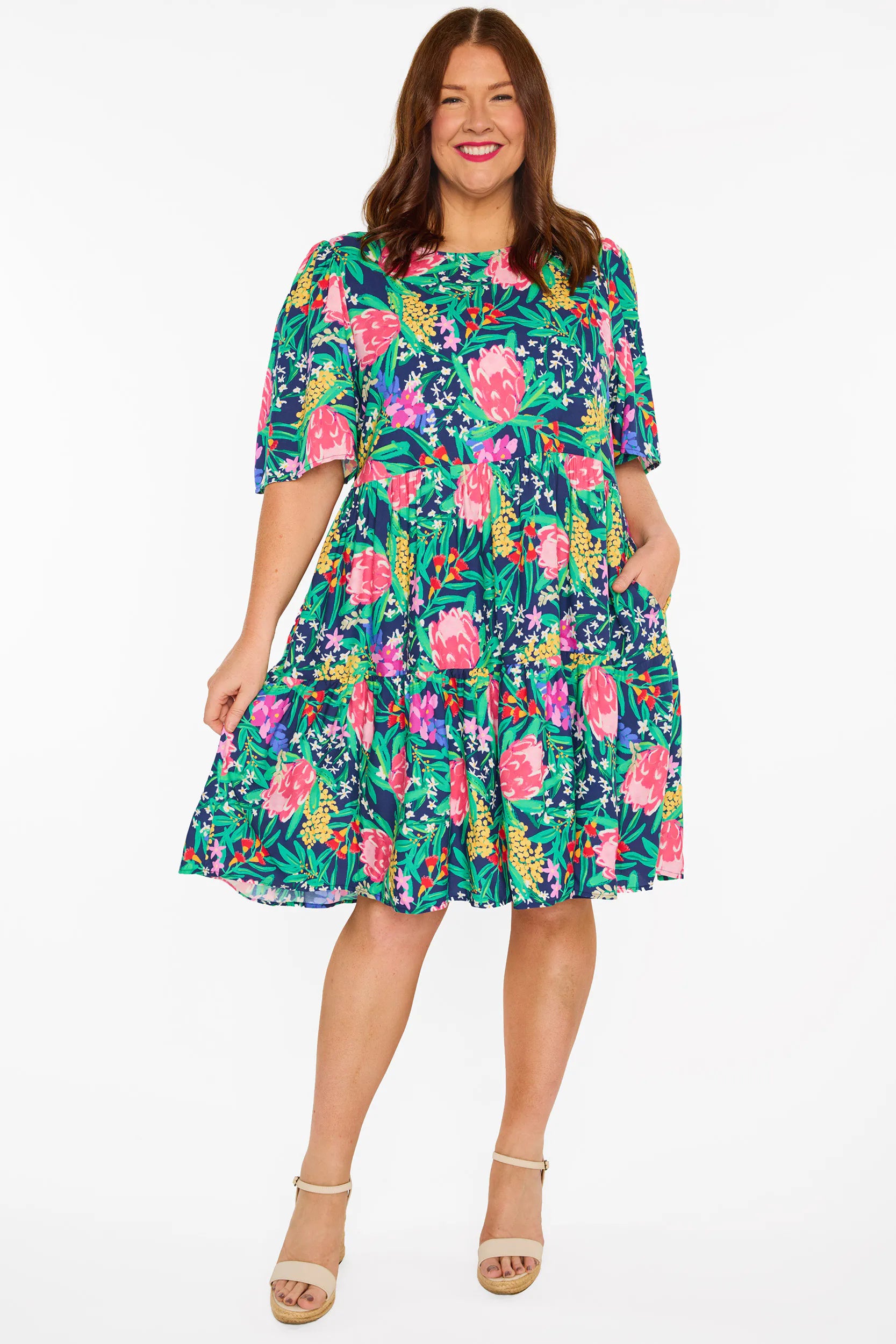 Izzie Navy Native Flora Dress