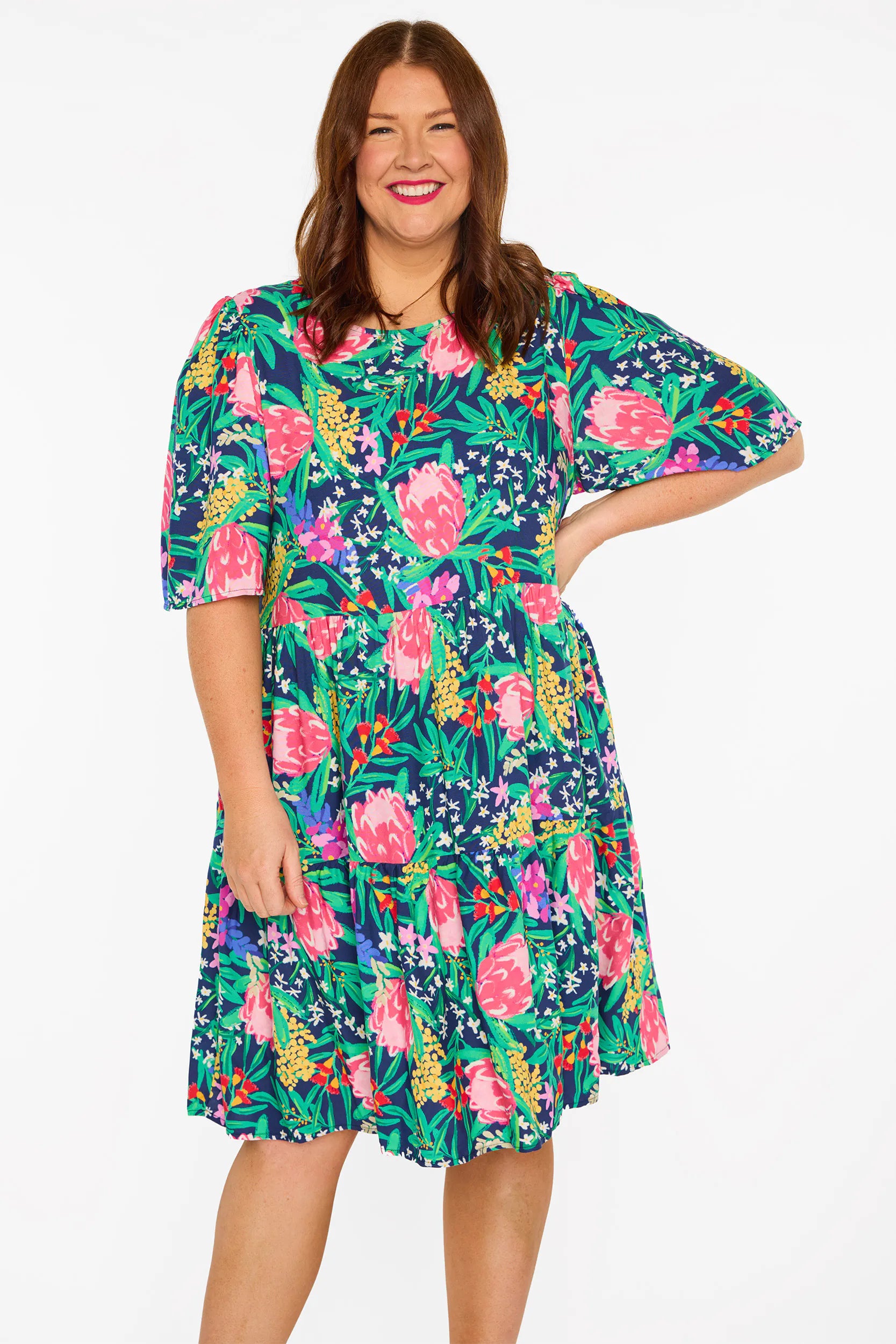 Izzie Navy Native Flora Dress