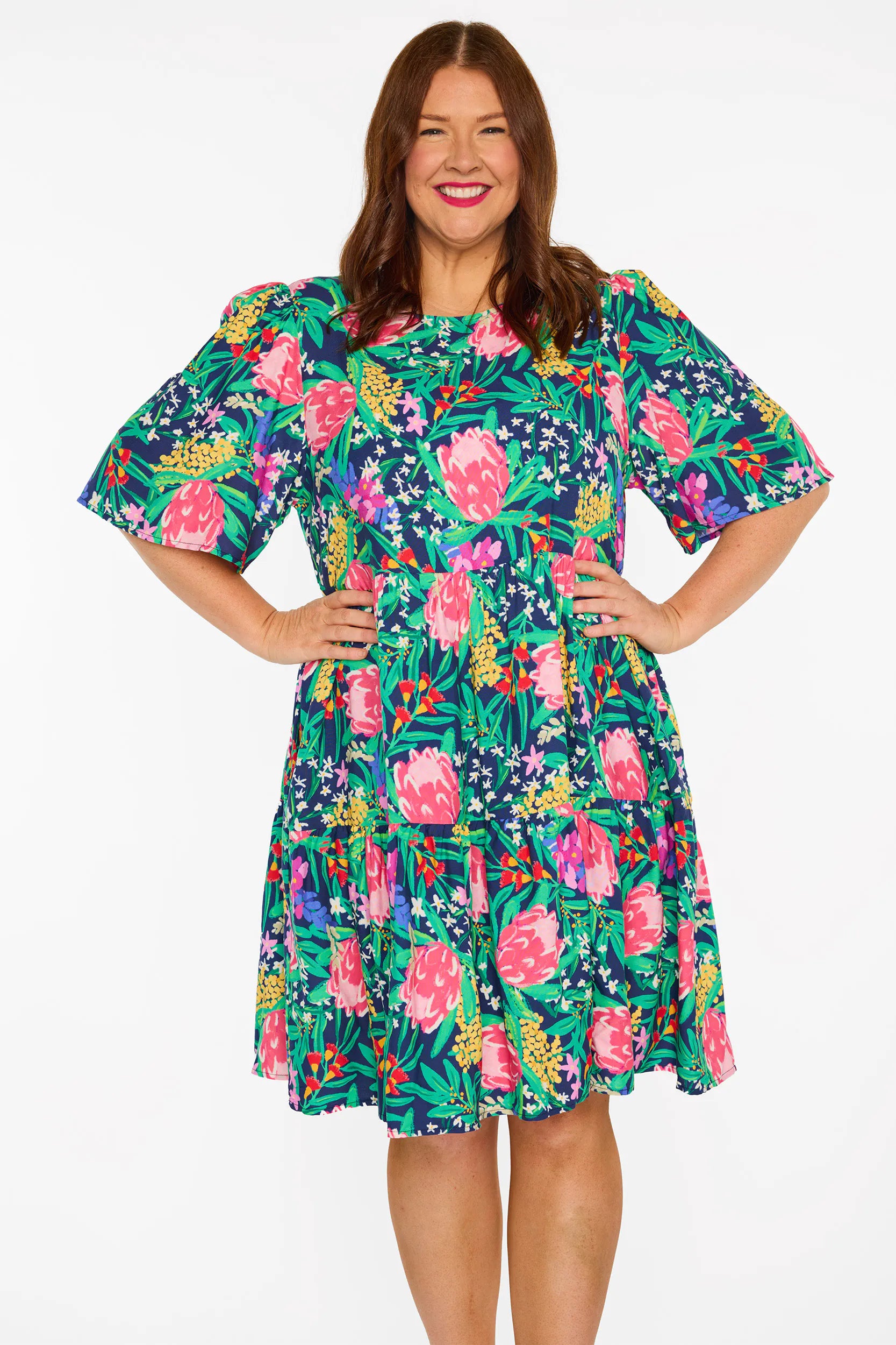 Izzie Navy Native Flora Dress