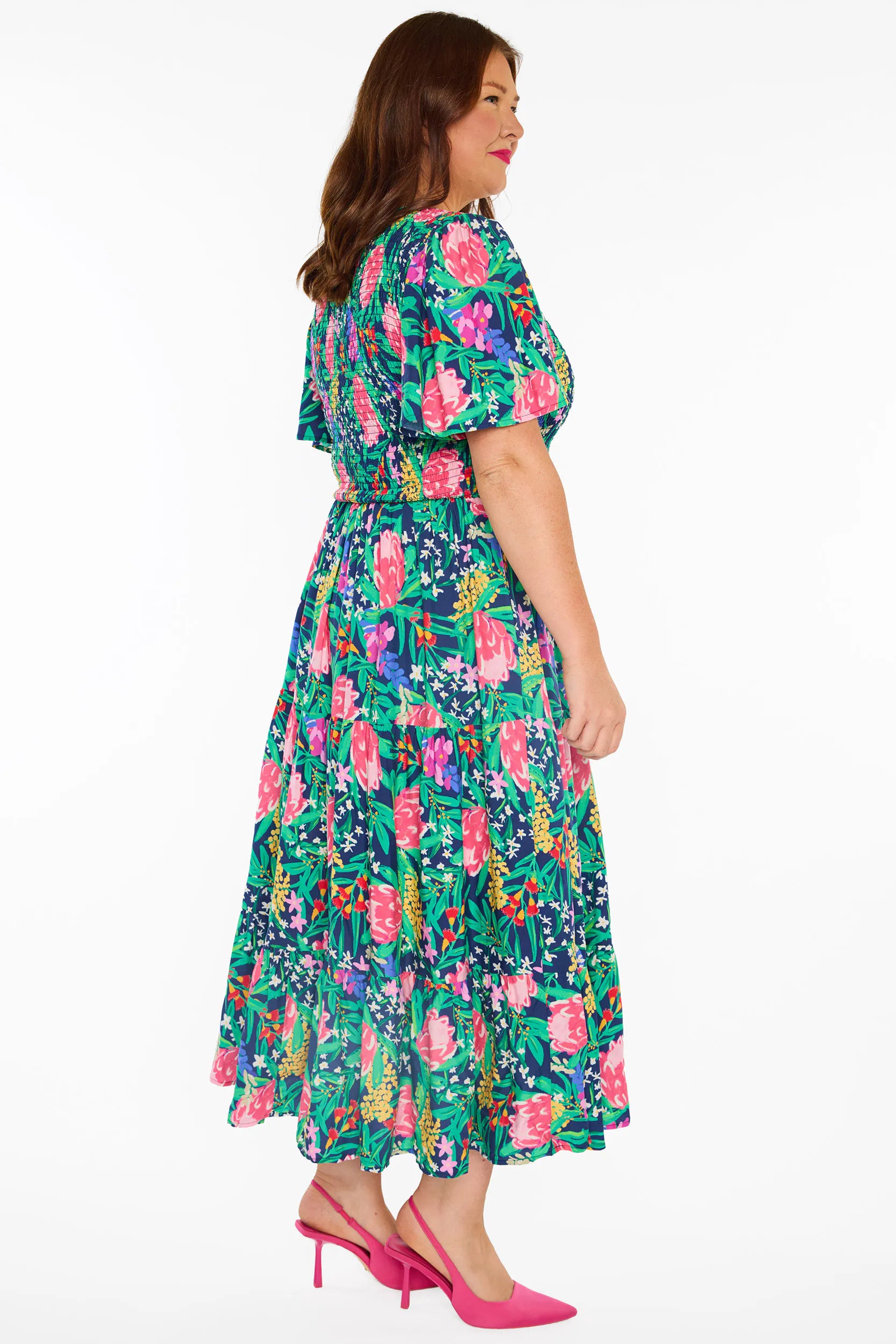Lynette Navy Native Flora Dress