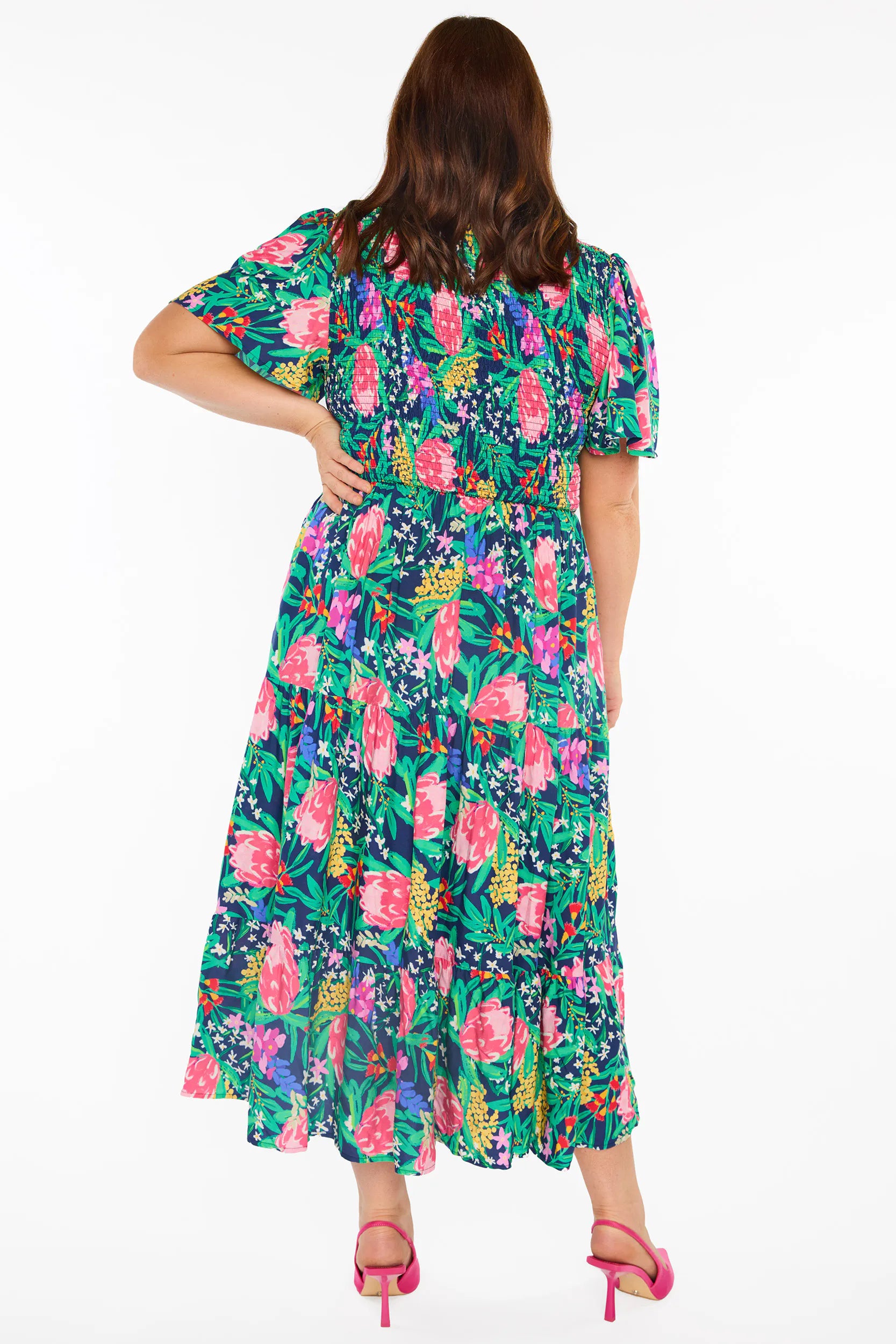 Lynette Navy Native Flora Dress