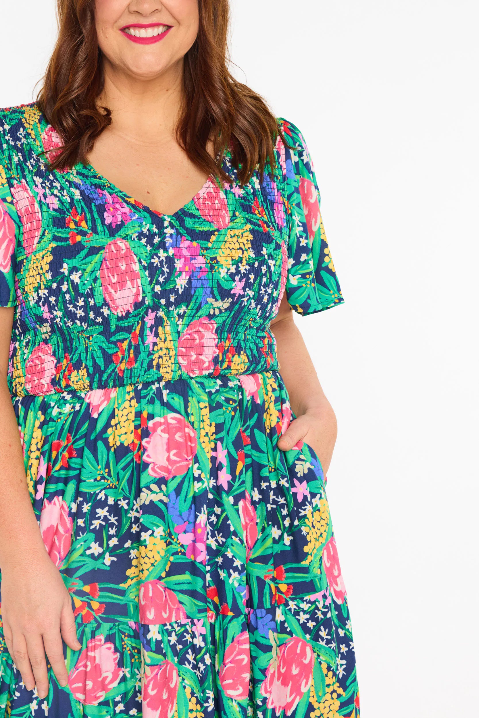 Lynette Navy Native Flora Dress