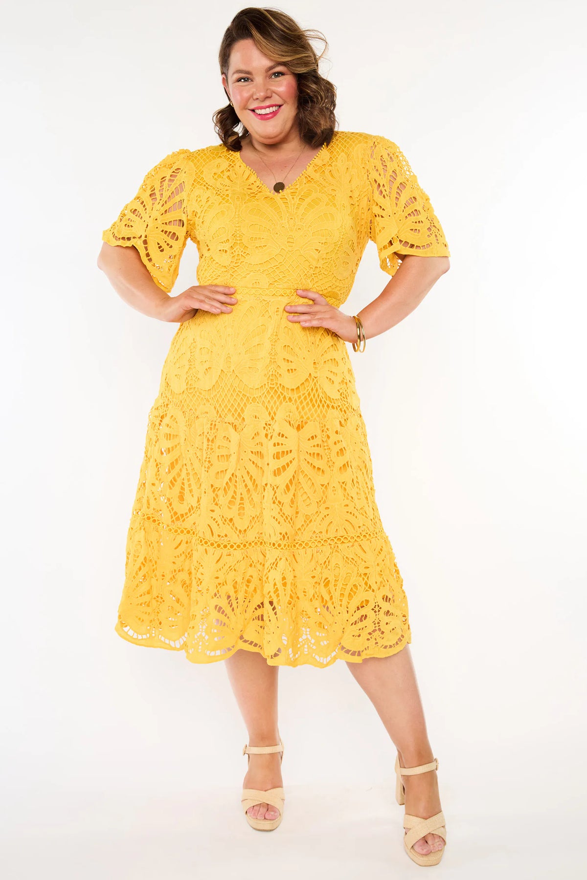 Nicolla Yellow Lace Dress