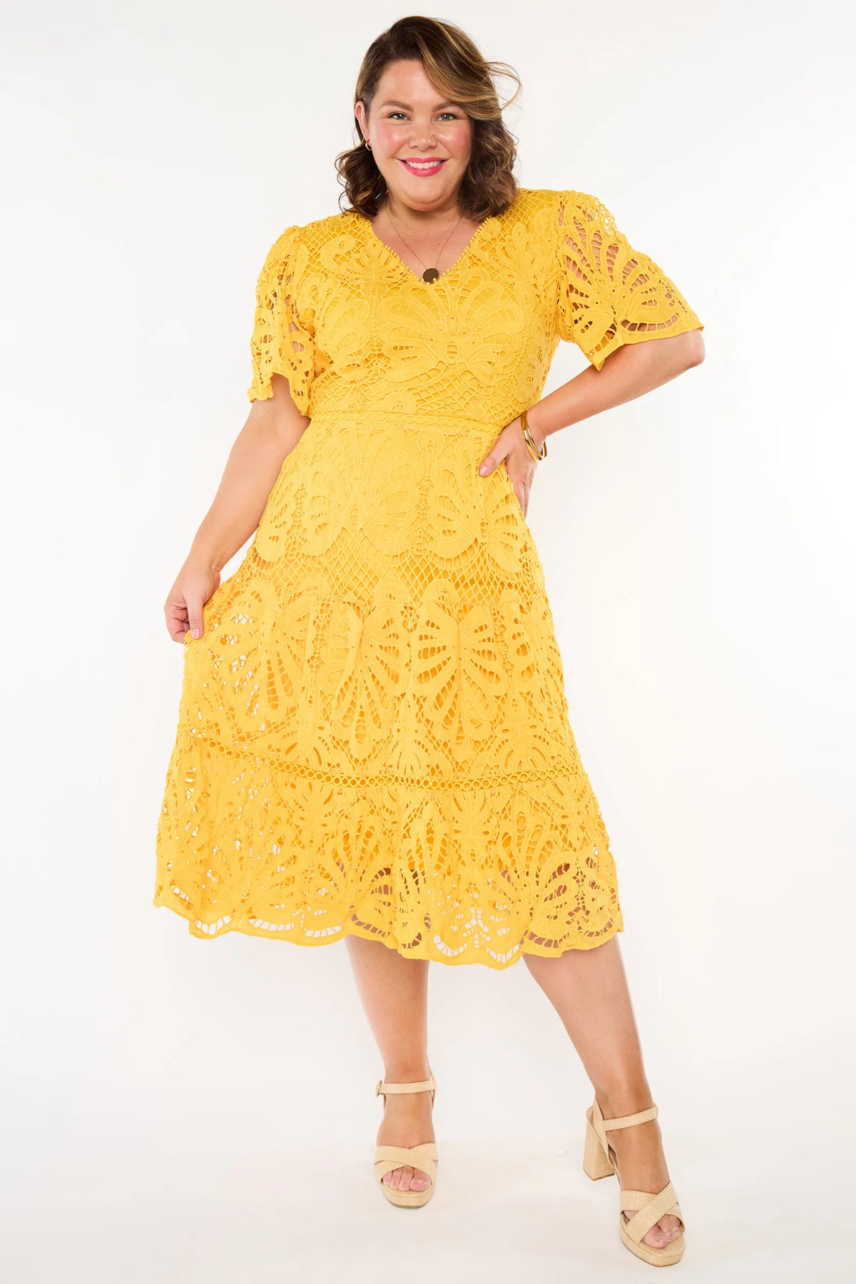 Nicolla Yellow Lace Dress