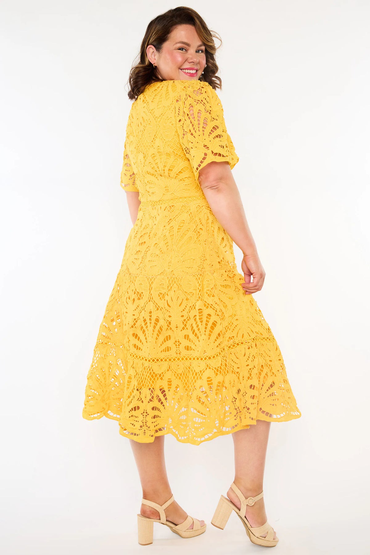 Nicolla Yellow Lace Dress