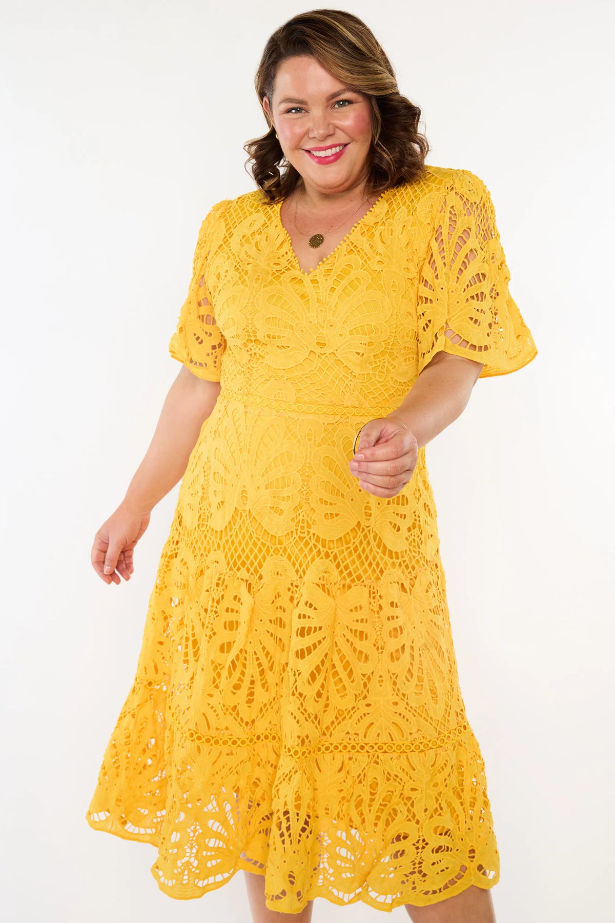 Nicolla Yellow Lace Dress