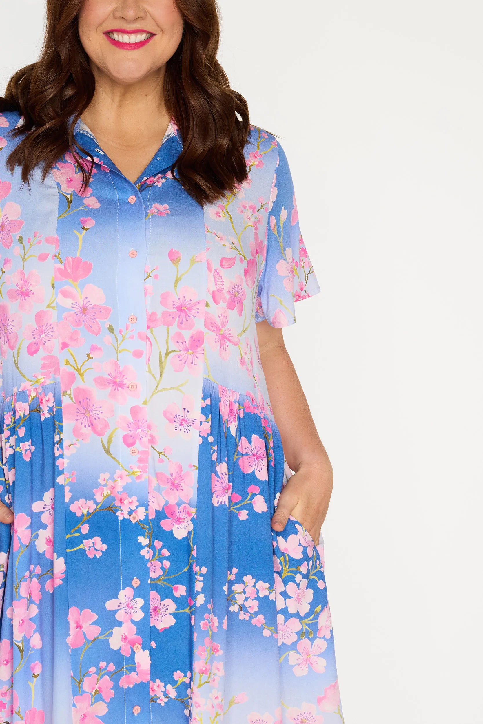 Larsa Ombre Cherry Blossom Dress