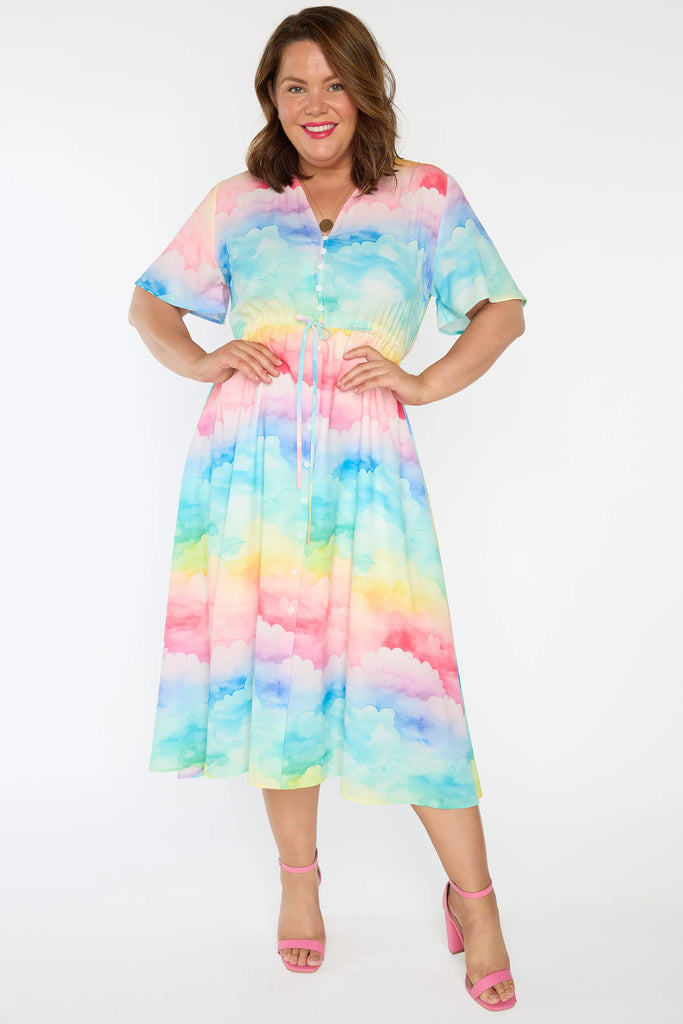 Marley Rainbow Clouds Dress | Little Party Dress