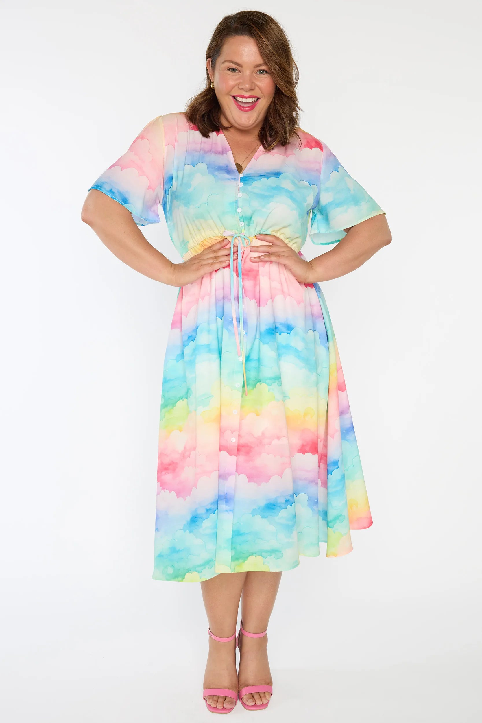 Marley Rainbow Clouds Dress – Rainbow Clouds midi dress