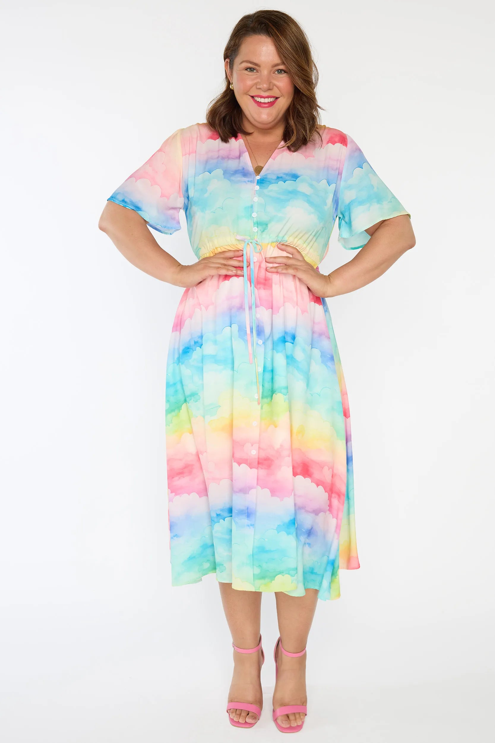 Marley Rainbow Clouds Dress – Rainbow Clouds midi dress