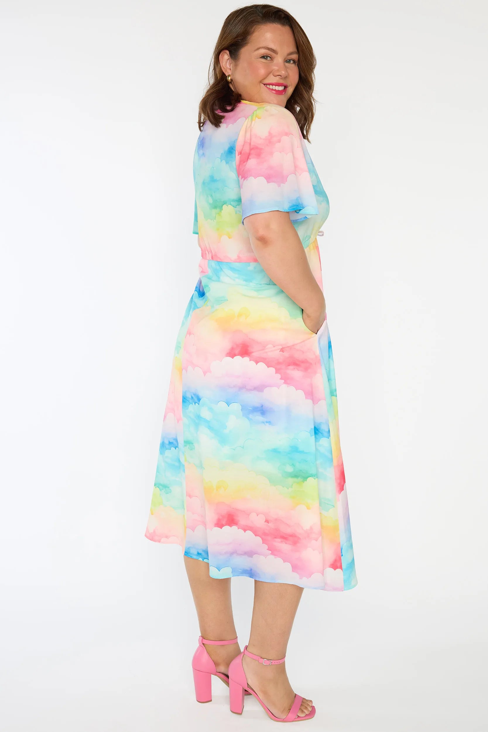 Marley Rainbow Clouds Dress – Rainbow Clouds midi dress